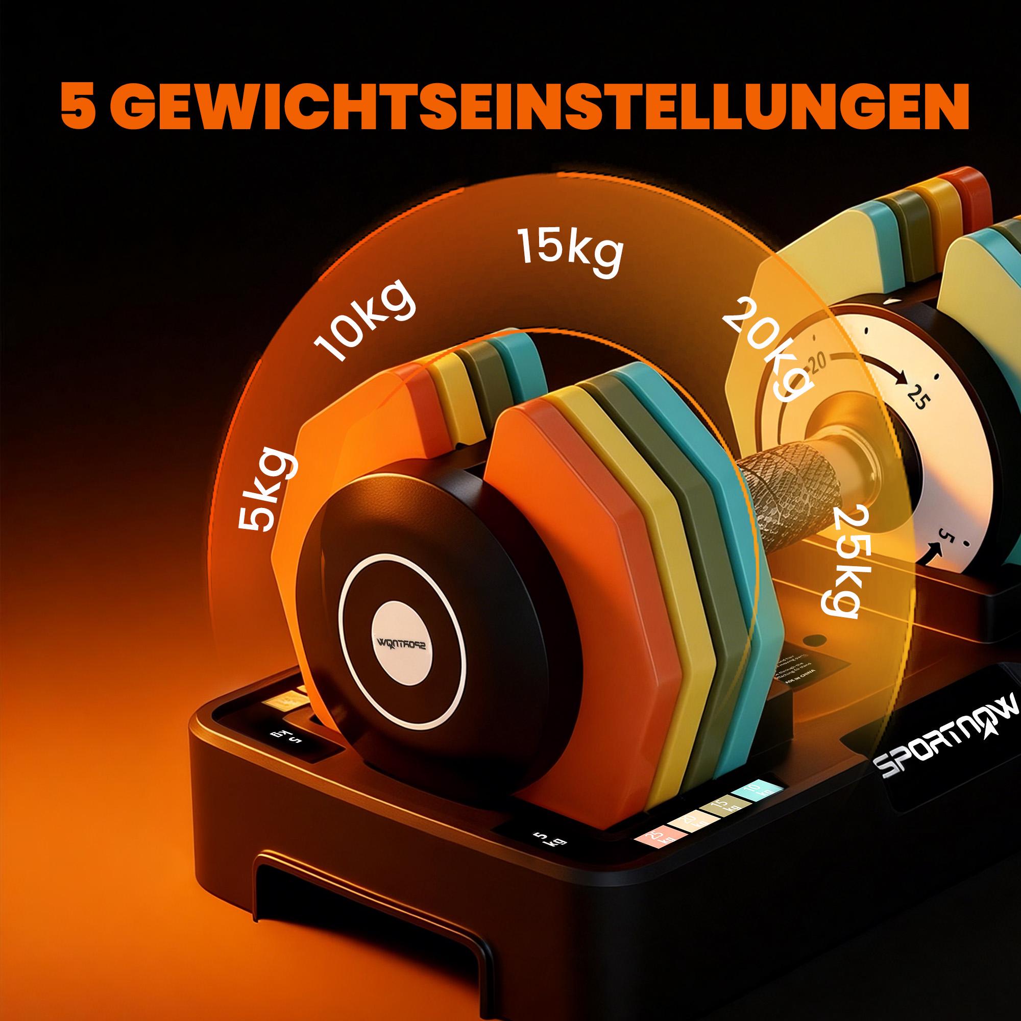 Justerbart hantelset, 5-25 kg, halkfritt grepp