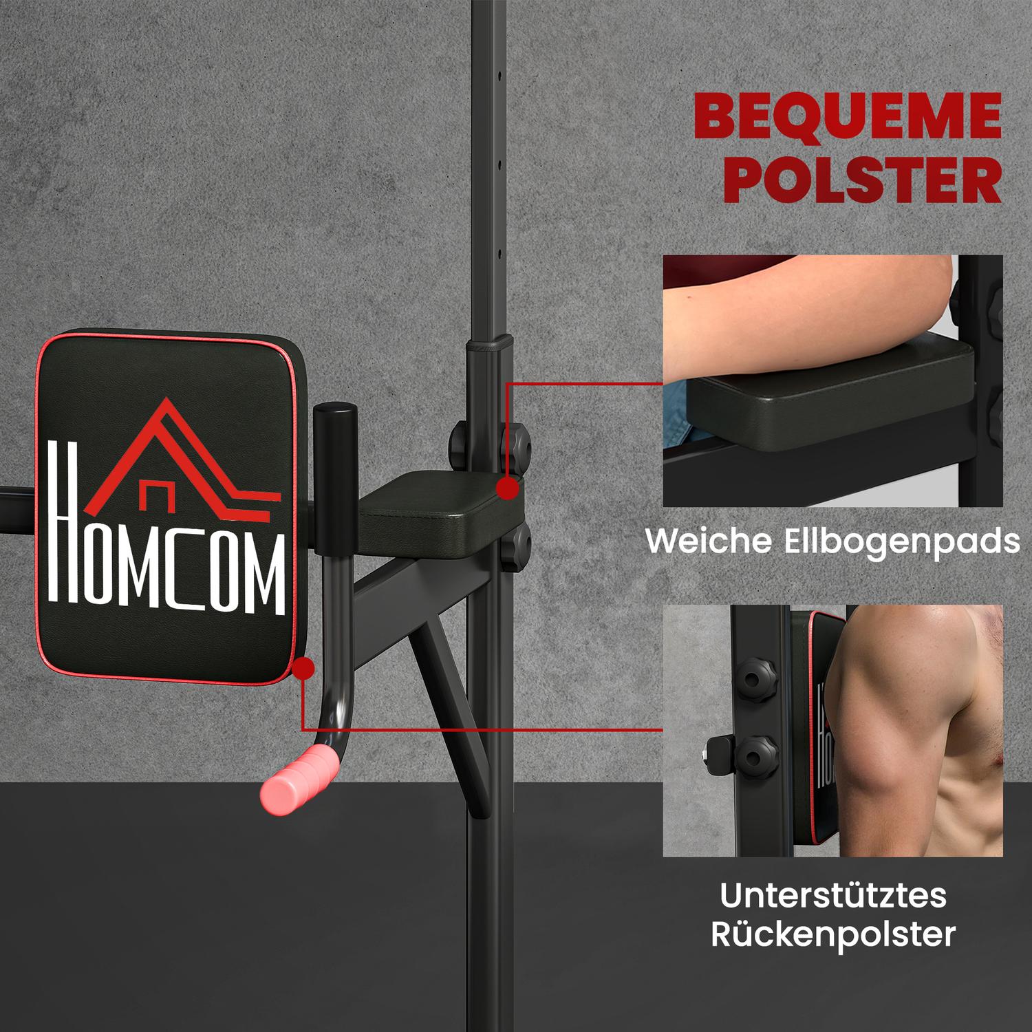 Justerbart krafttorn med pull-up-stång och dipstation