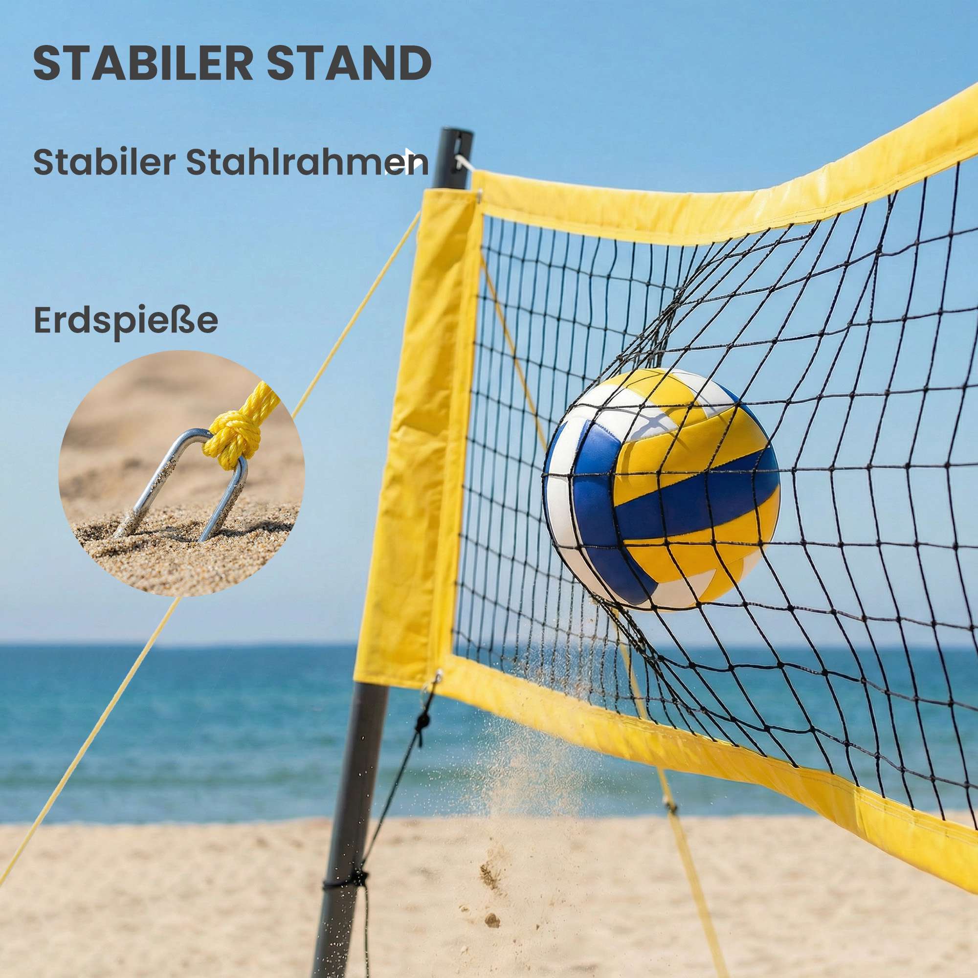 Justerbart utomhusvolleybollnätset med bärväska