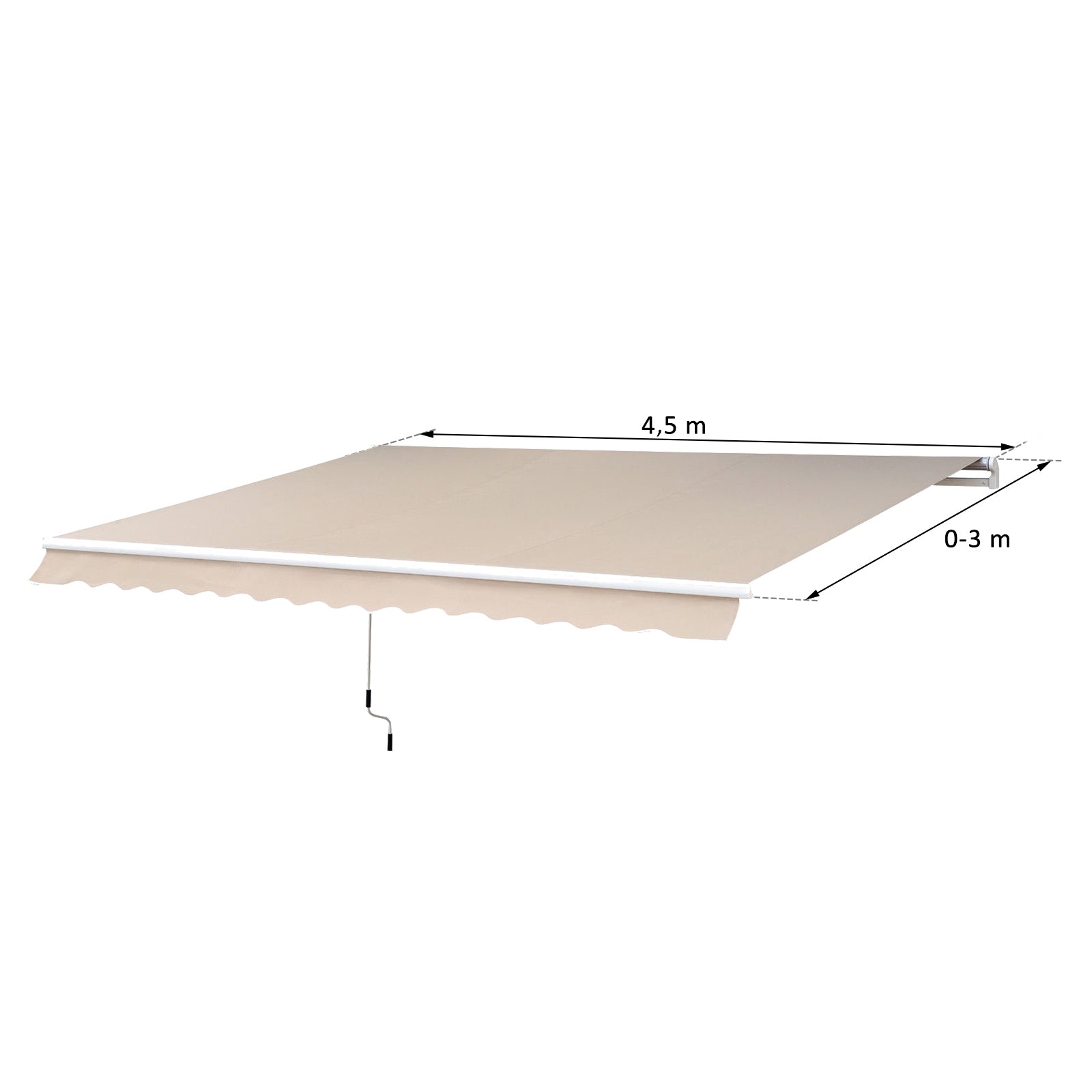 Justerbar uteplatsmarkis, 4,5 x 3m, beige, med vev