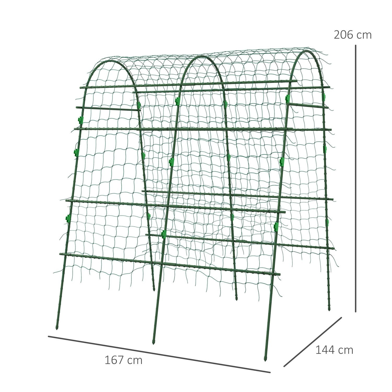 Justerbar växtspaljé i stål med nät för trädgård