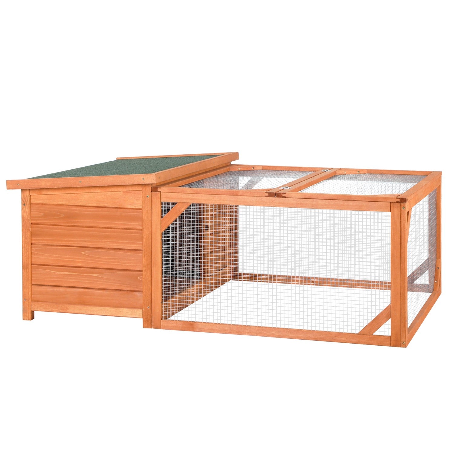 Kaninbur utomhus – väderbeständig gran, öppningsbart tak, 125,5x100x49 cm
