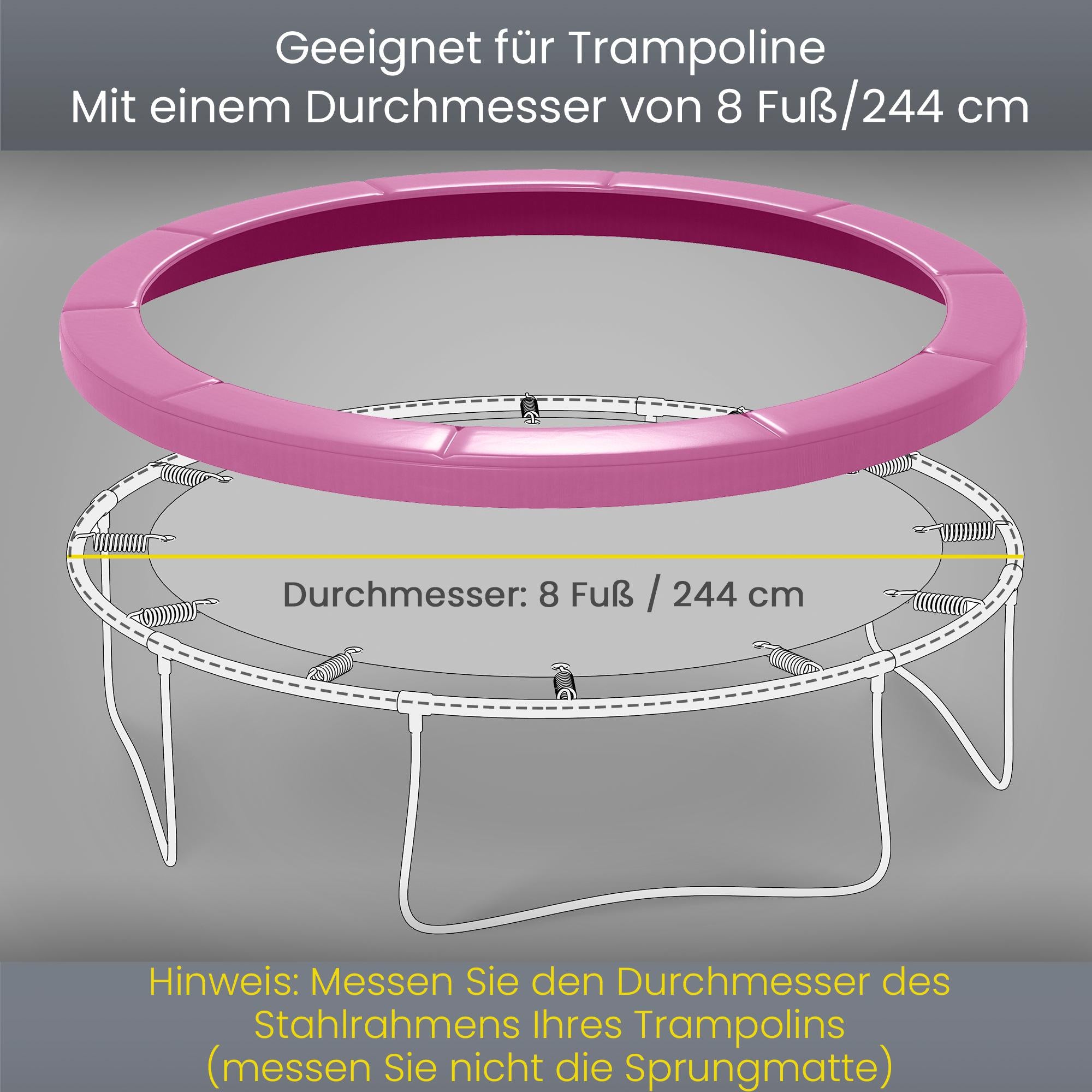 Kantskydd för studsmatta, vattentätt, rivningsbeständigt, 244 cm, rosa