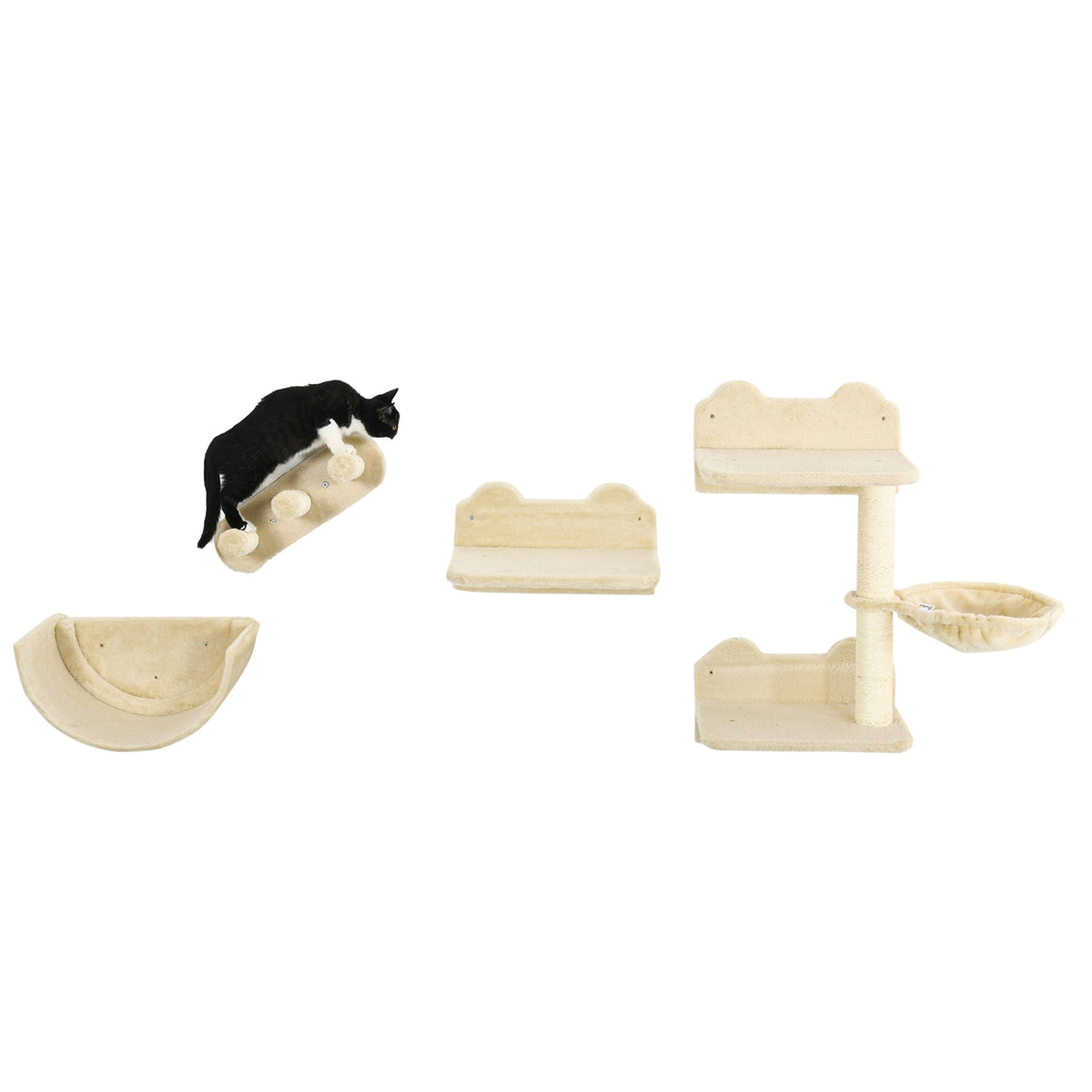 Katzen-Kletterwandset mit Treppen & Hängematte für kleine Katzen