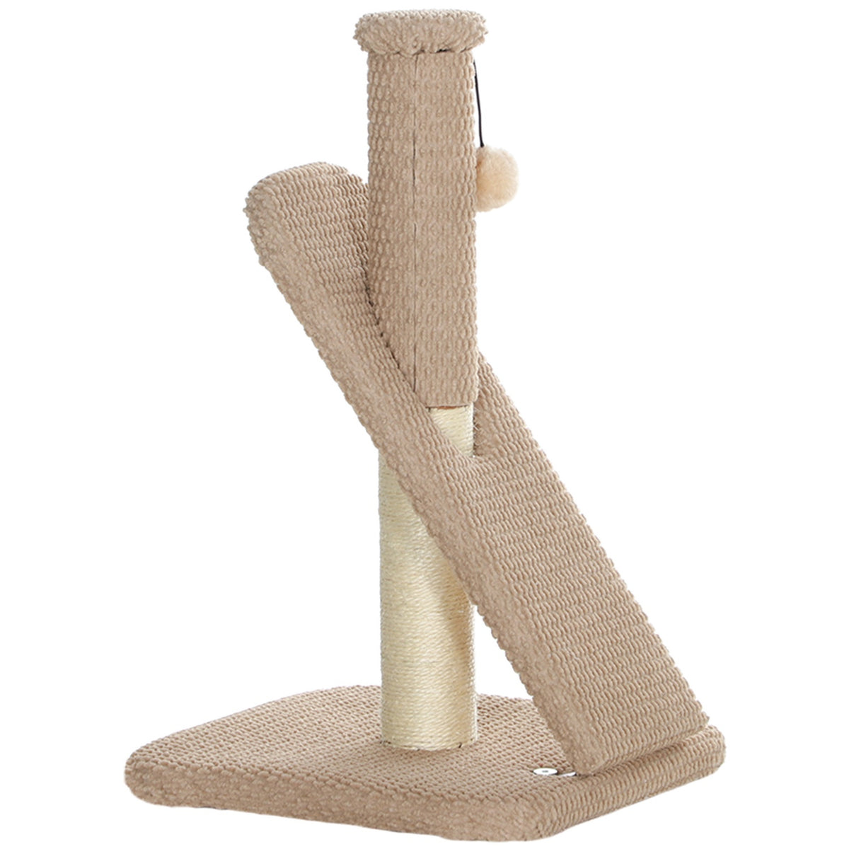 Kattskrapstolpe, 54 cm sisal, gräddvit med lekboll