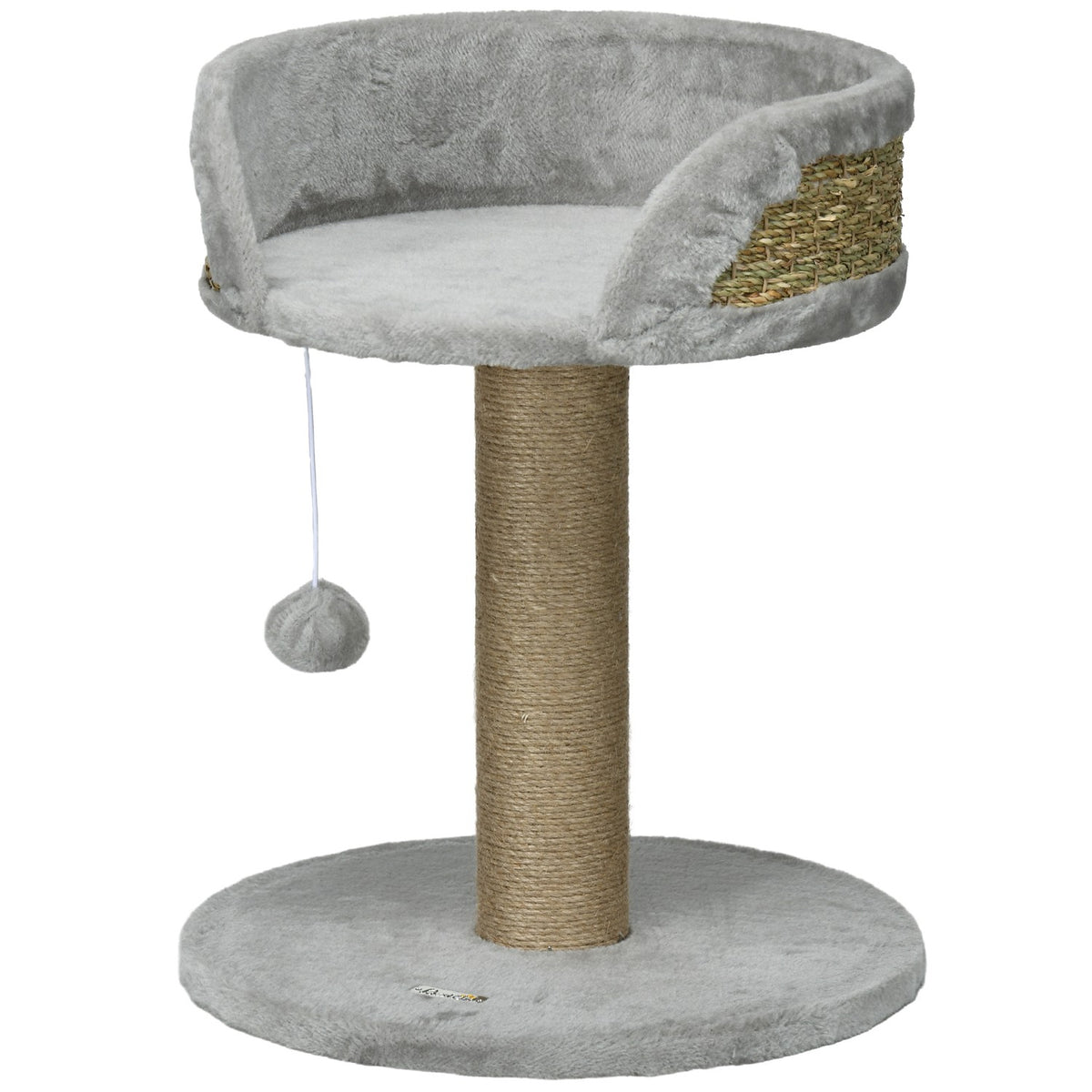 Griffoir pour chat avec balle de jeu et couchage, gris