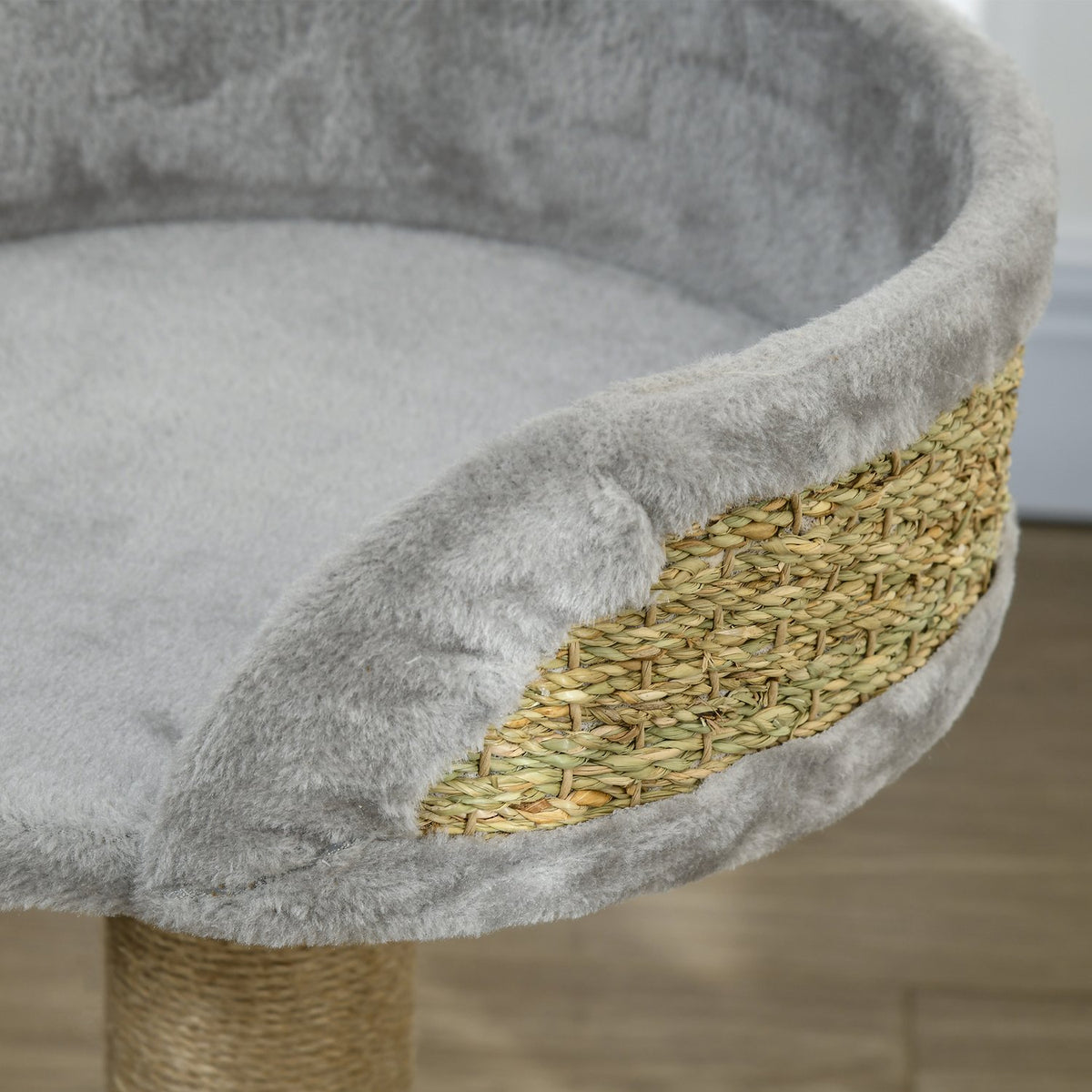 Griffoir pour chat avec balle de jeu et couchage, gris