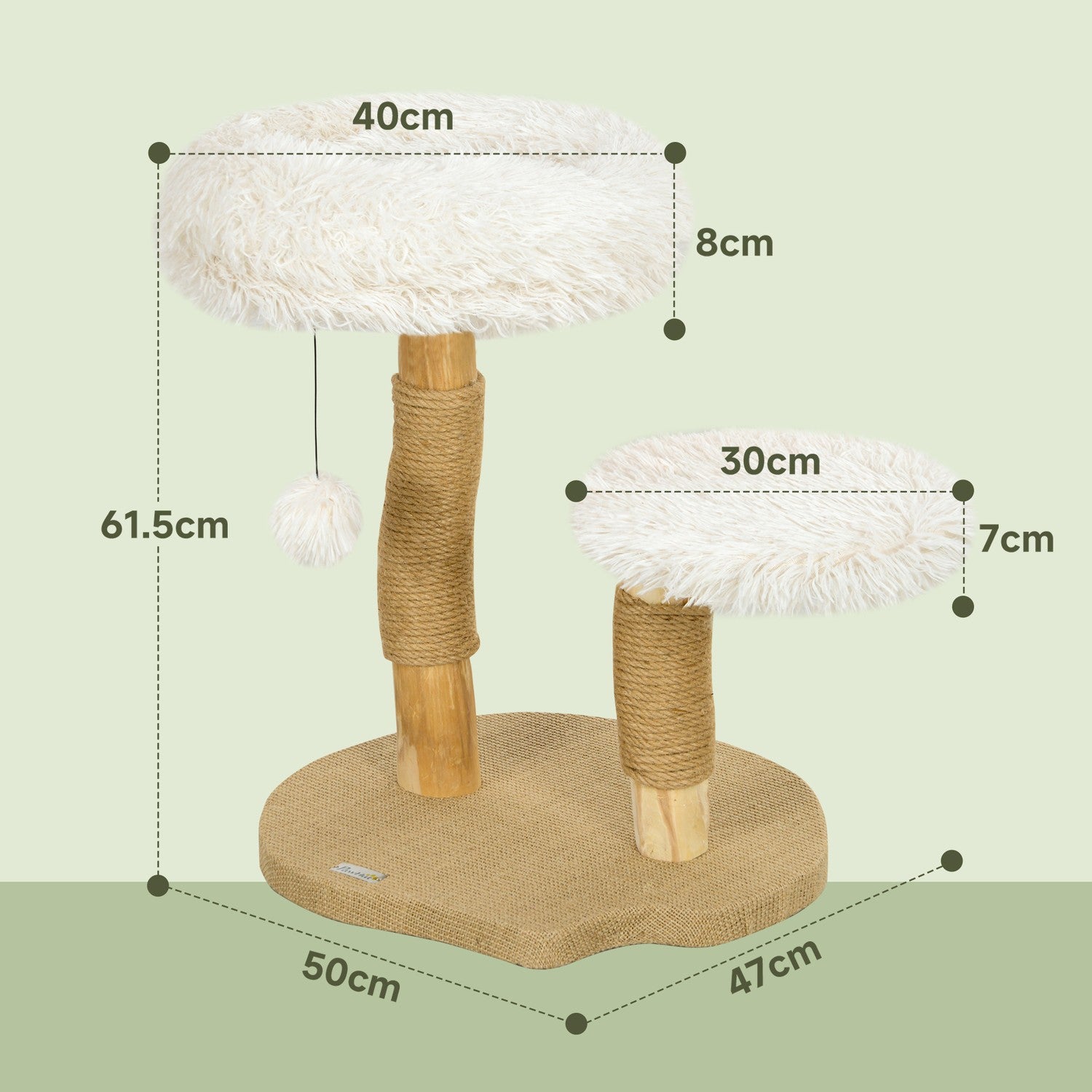 Kattskrapstolpe med lekboll, sängar, för katter <5 kg