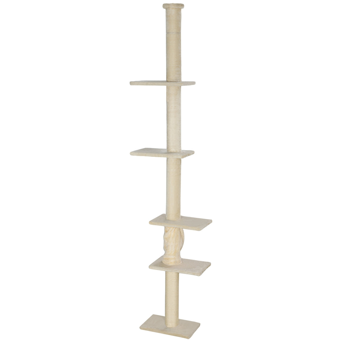 Deckenhoher Kratzbaum mit Plattformen, 225-275 cm, creme