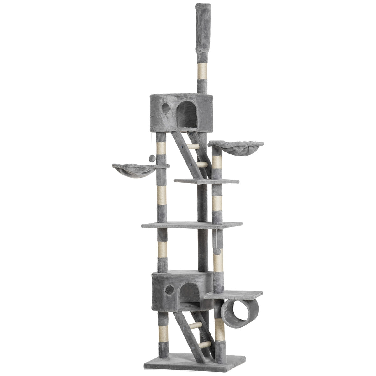 Deckenhoher Kratzbaum mit Sisal, 60x45x240-260cm, grau