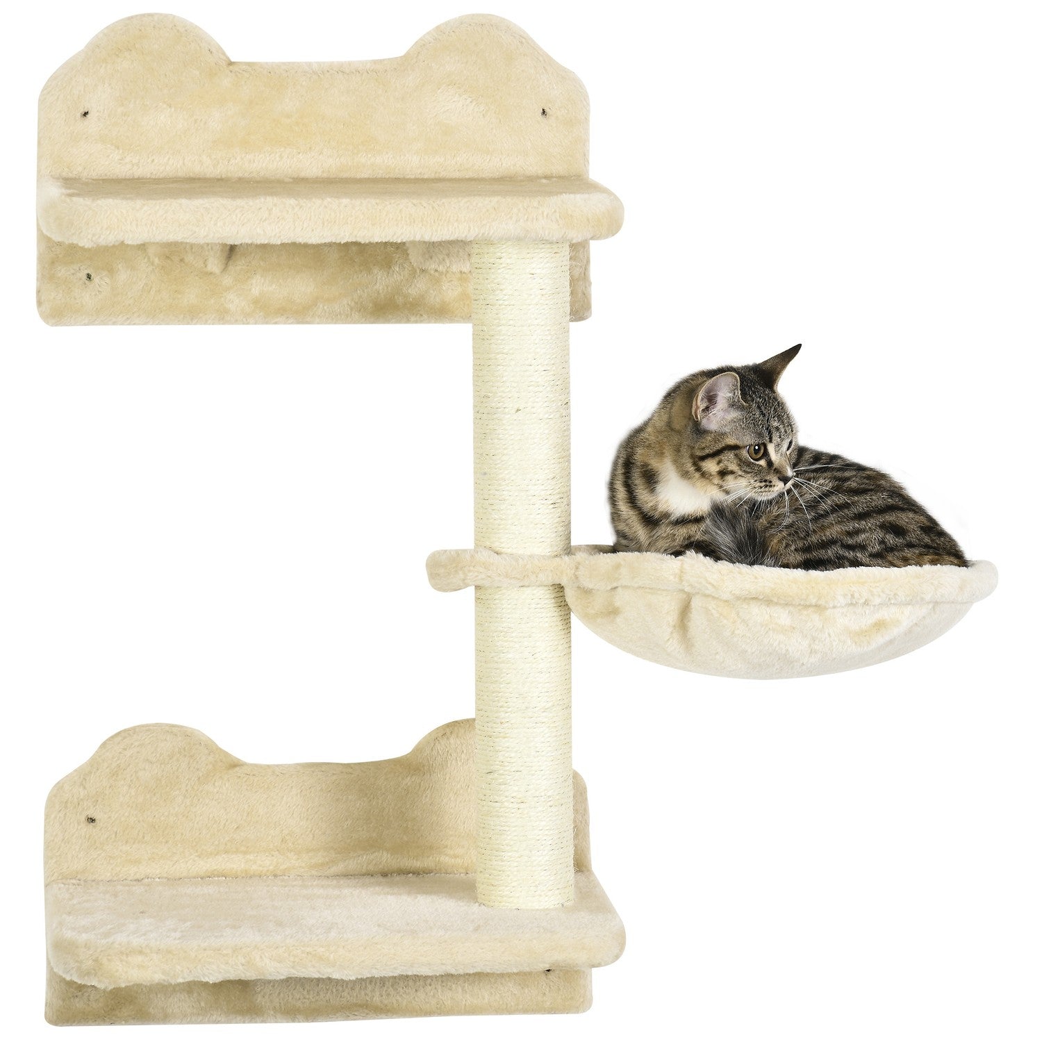Kattträd med hängmatta, klättervägg och skrapstolpar
