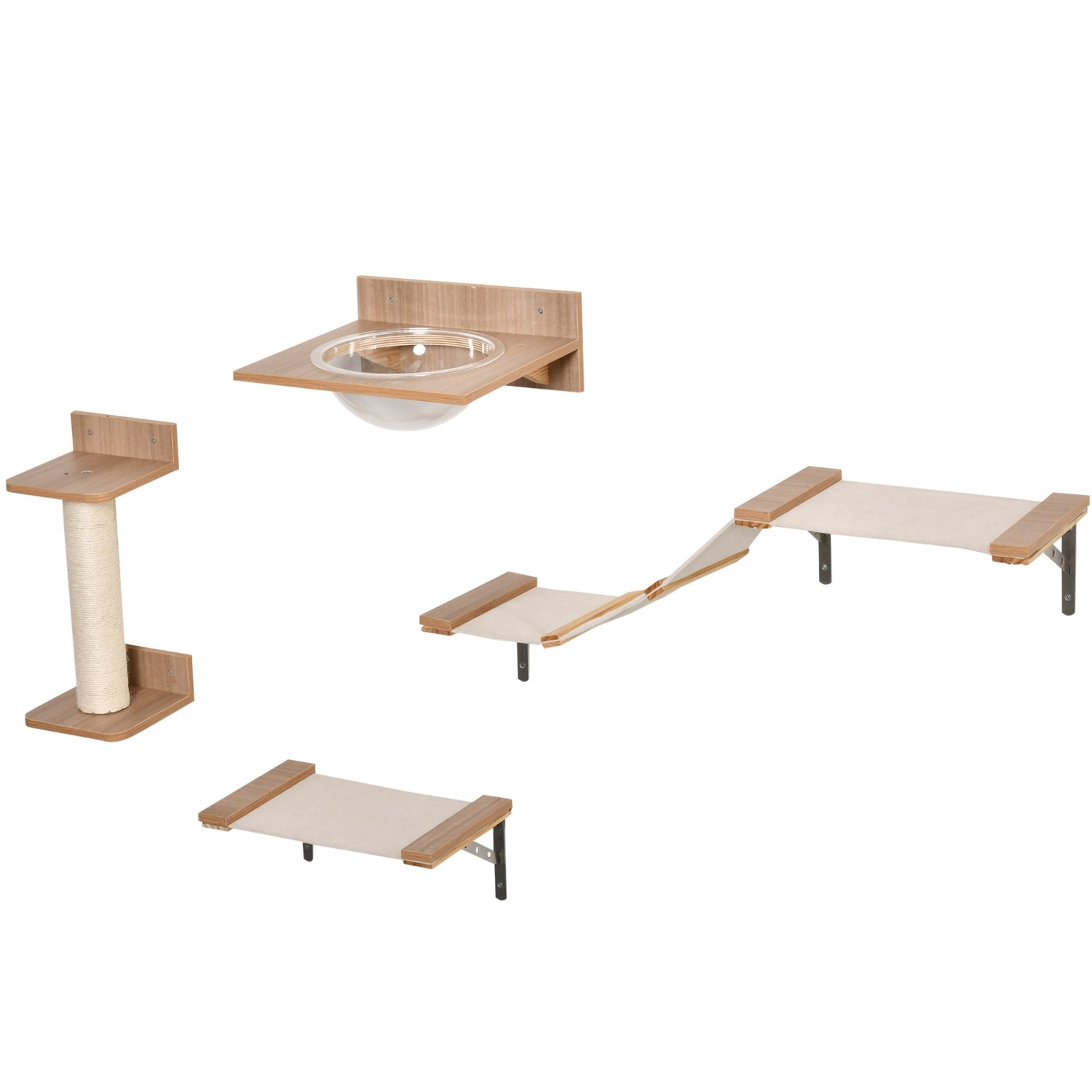 Kattträd med skrapstolpe & hängmatta, sisal & tall
