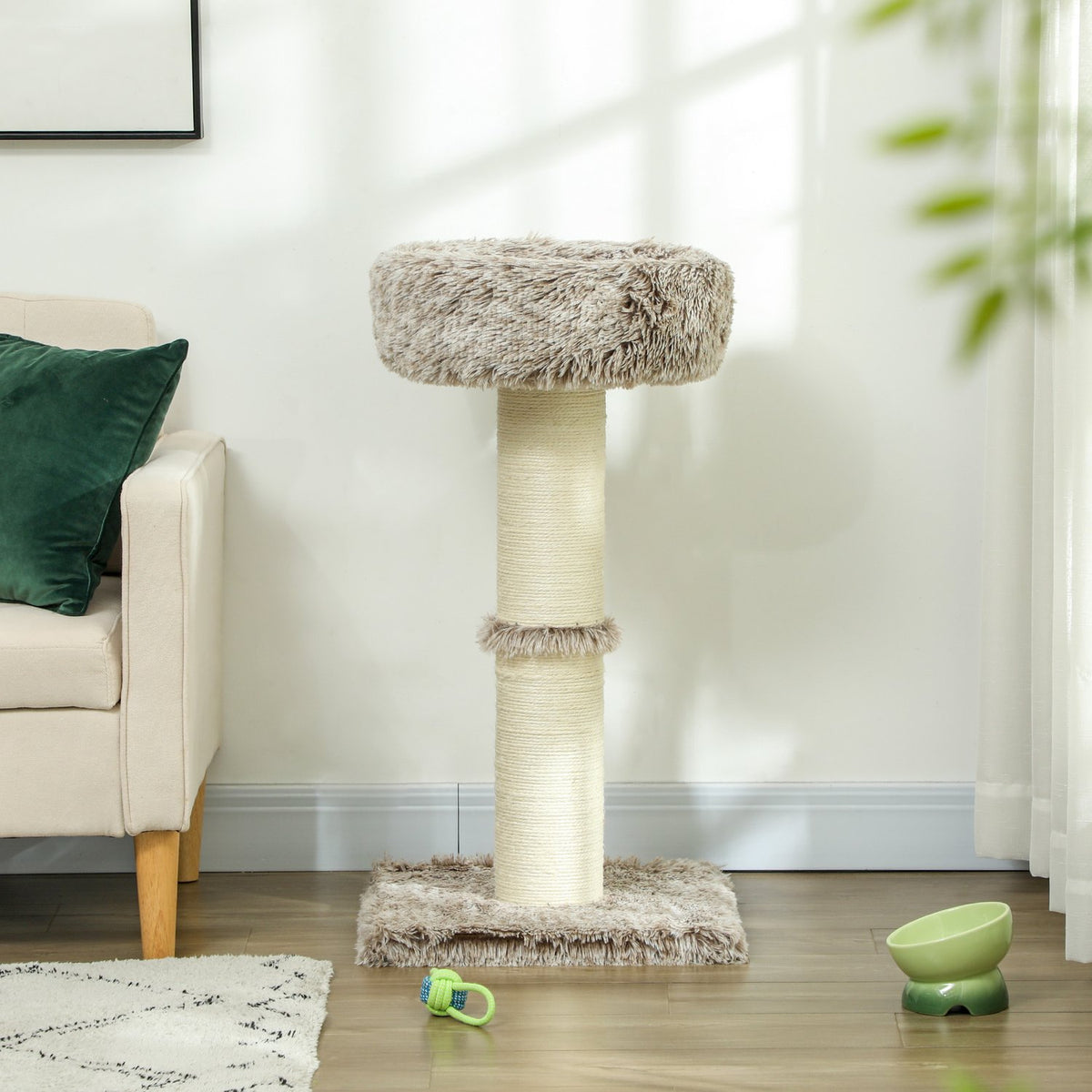Kratzbaum mit Bett – 87 cm hoch, Sisal, für Katzen bis 6 kg