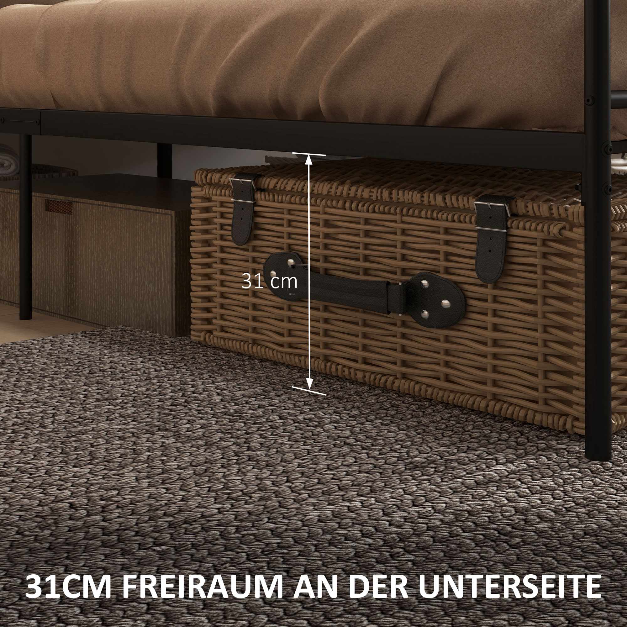 Kingsize-sängram i stål 160x200 cm med förvaring