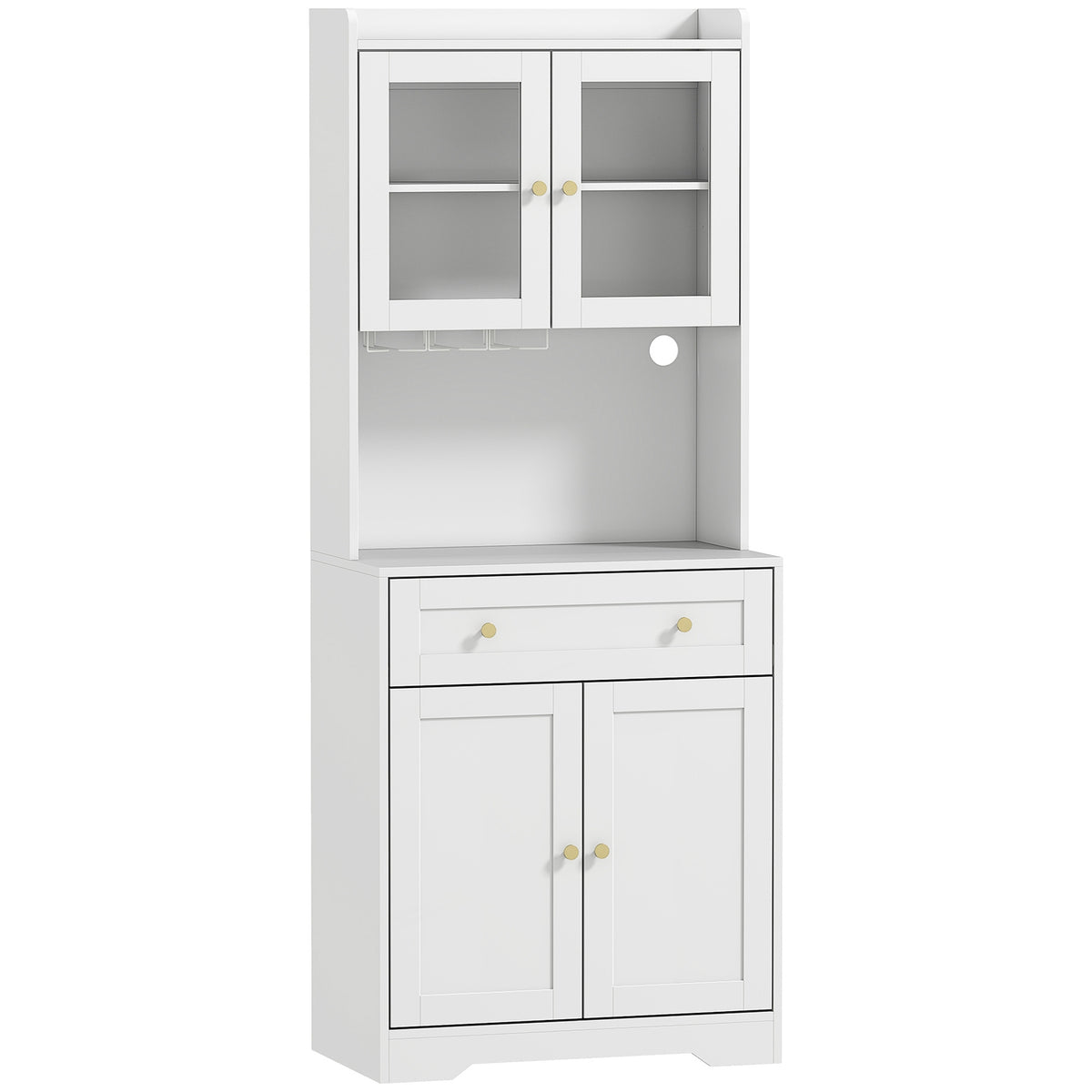 Köksskåp med bänkskiva, vinglashållare, 170 cm, MDF, vit
