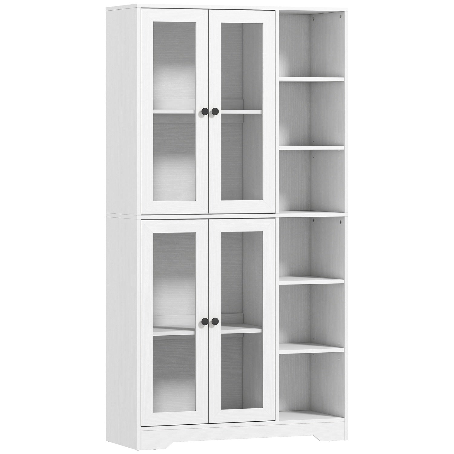 Köksskåp med glasdörrar, hyllor, 172 cm, vit MDF
