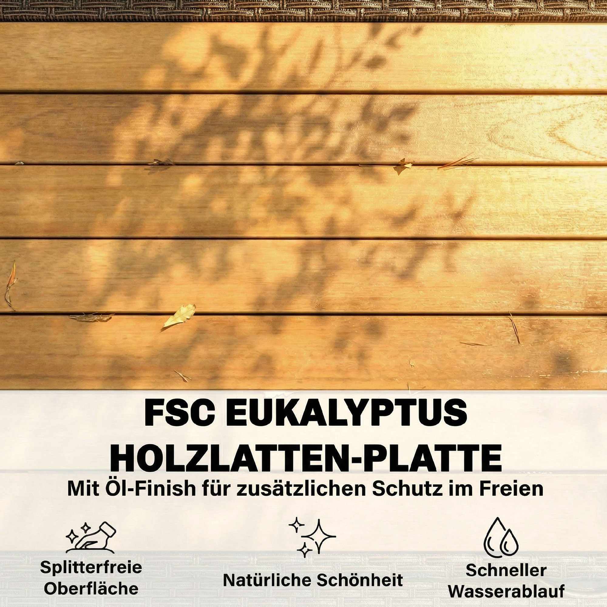 Köksvagn i rotting med topp och hjul i eukalyptus