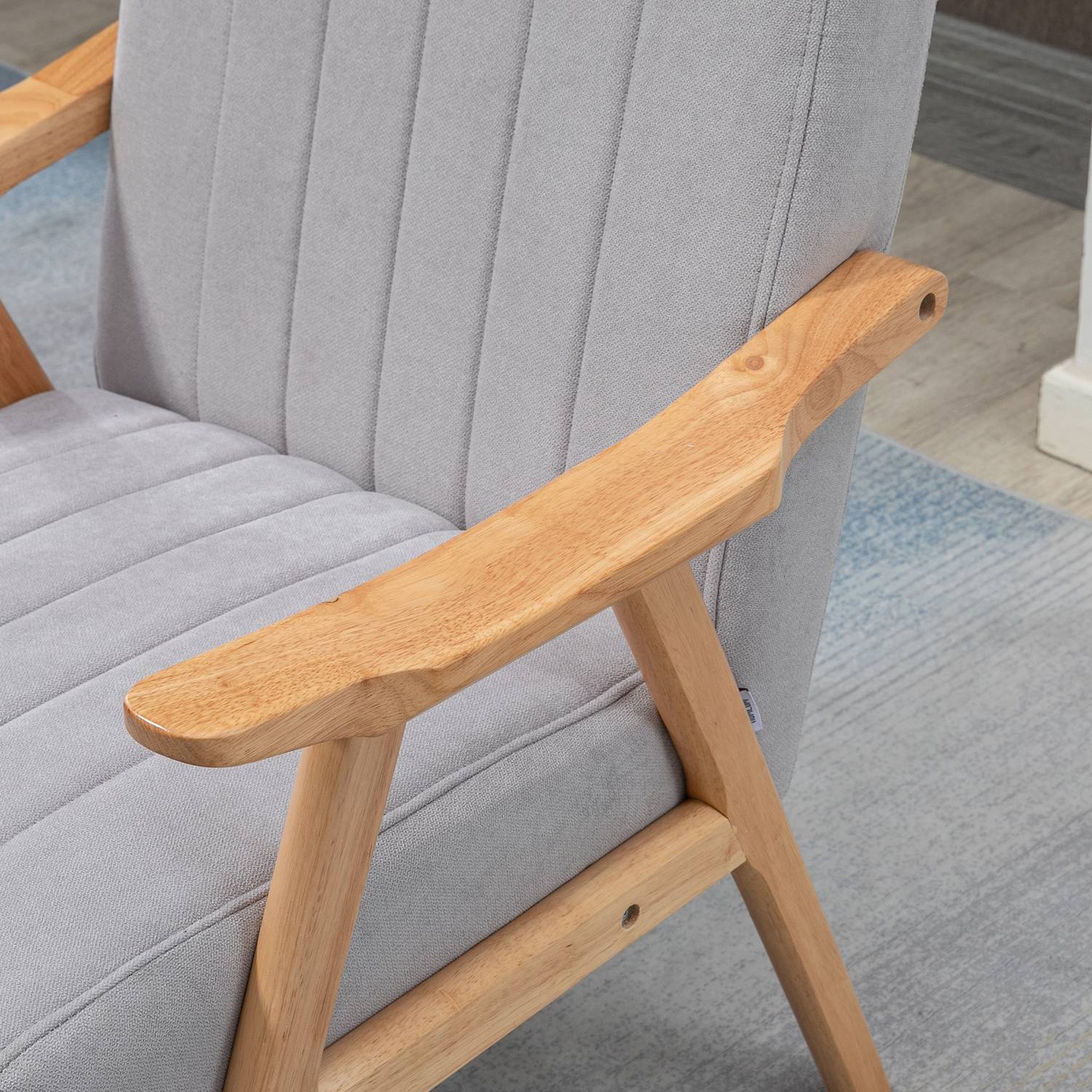 Klädd Wing Chair i sammetslook, Scandi Design, Grå