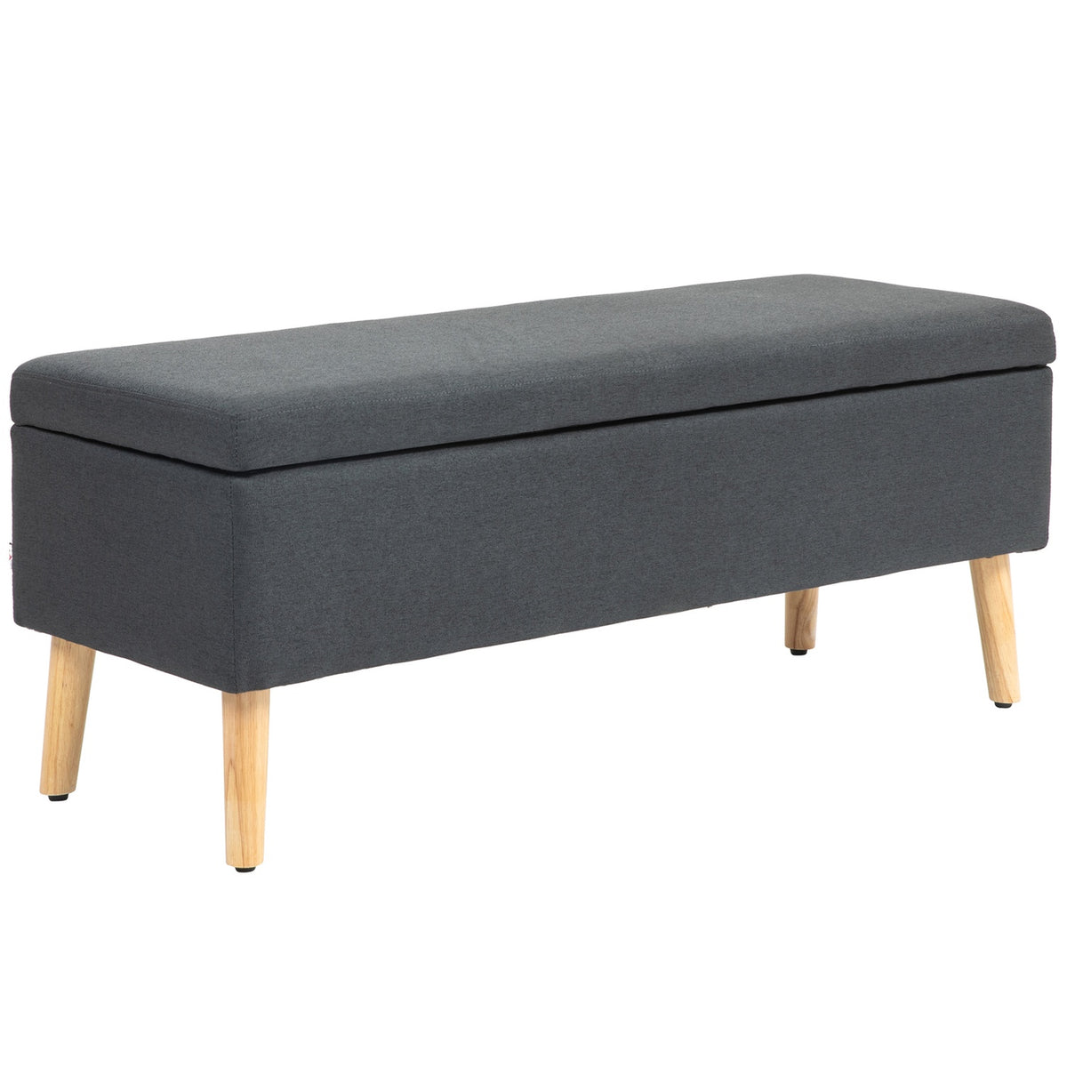 Banc de rangement revêtu, hévéa, gris foncé 110cm