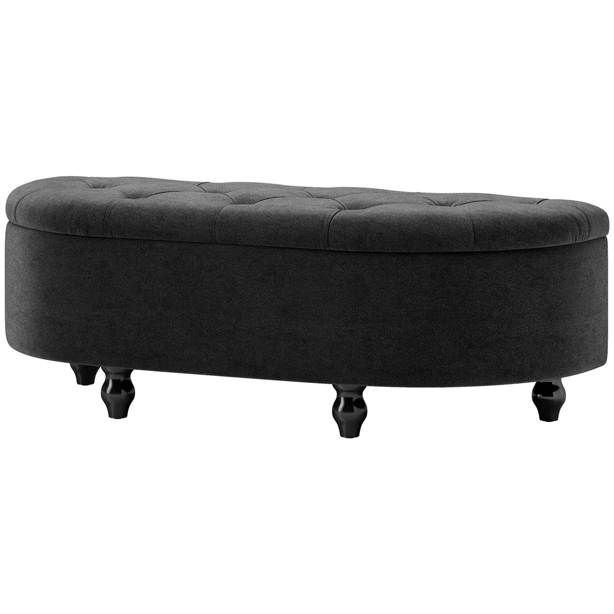 Banc de rangement revêtu avec assise en velours, bois d'hévéa