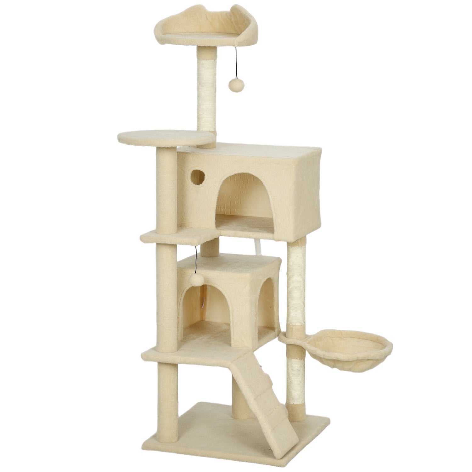 Klösträdstorn med hängmatta, stege, grotta, 140 cm, beige
