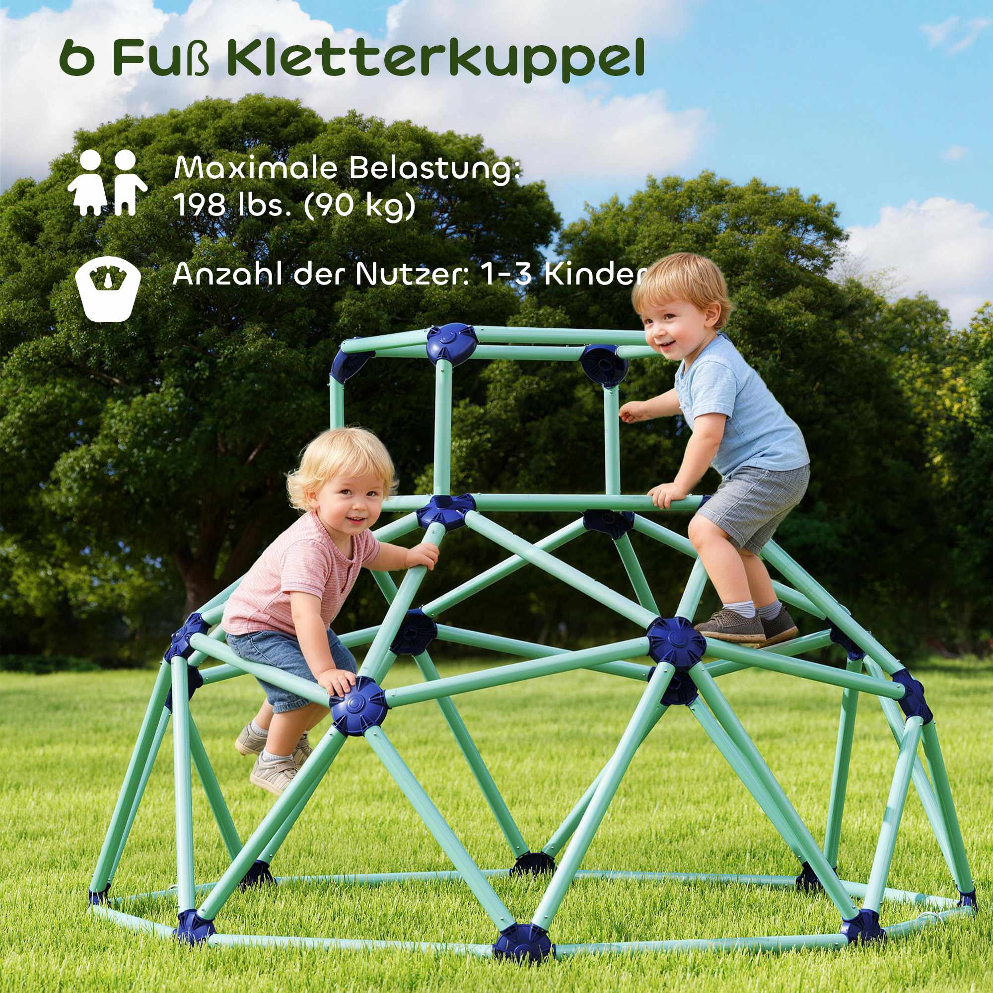 Klätterkupol för barn, UV-resistent, 182,5 cm, blå