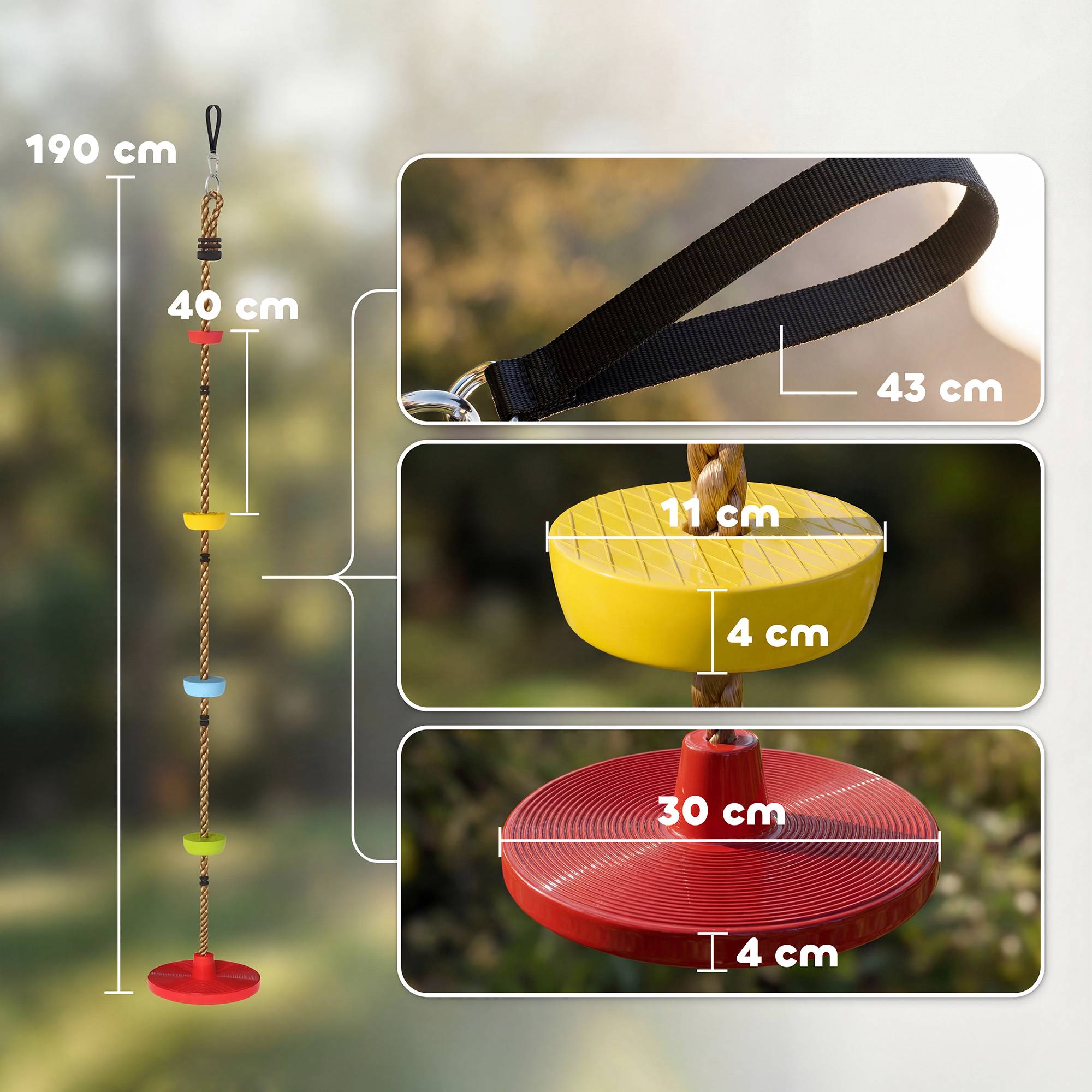 Klätterrepset för barn med gunga och fotfästen