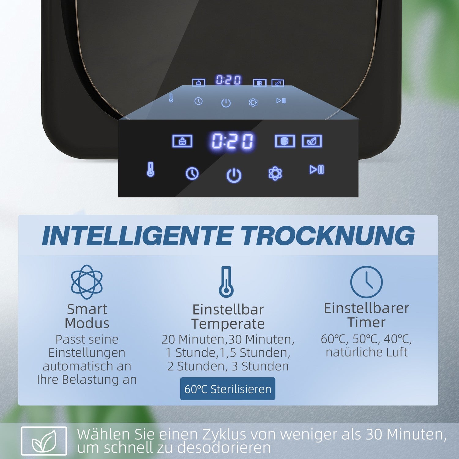 Kompakt 4 kg ventiltork med UV-sterilisering, svart