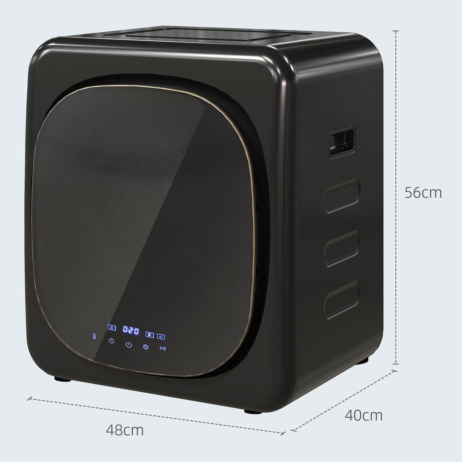 Kompakt 4 kg ventiltork med UV-sterilisering, svart