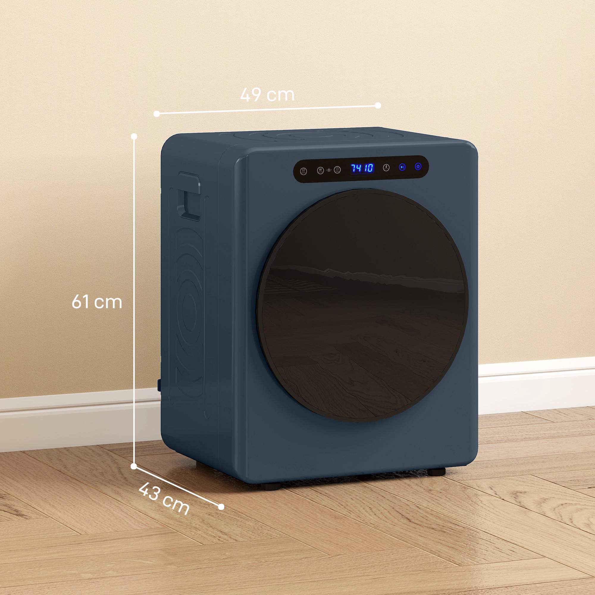 Kompakt 5 kg frontmatad torktumlare med rostfri trumma, 1000 W
