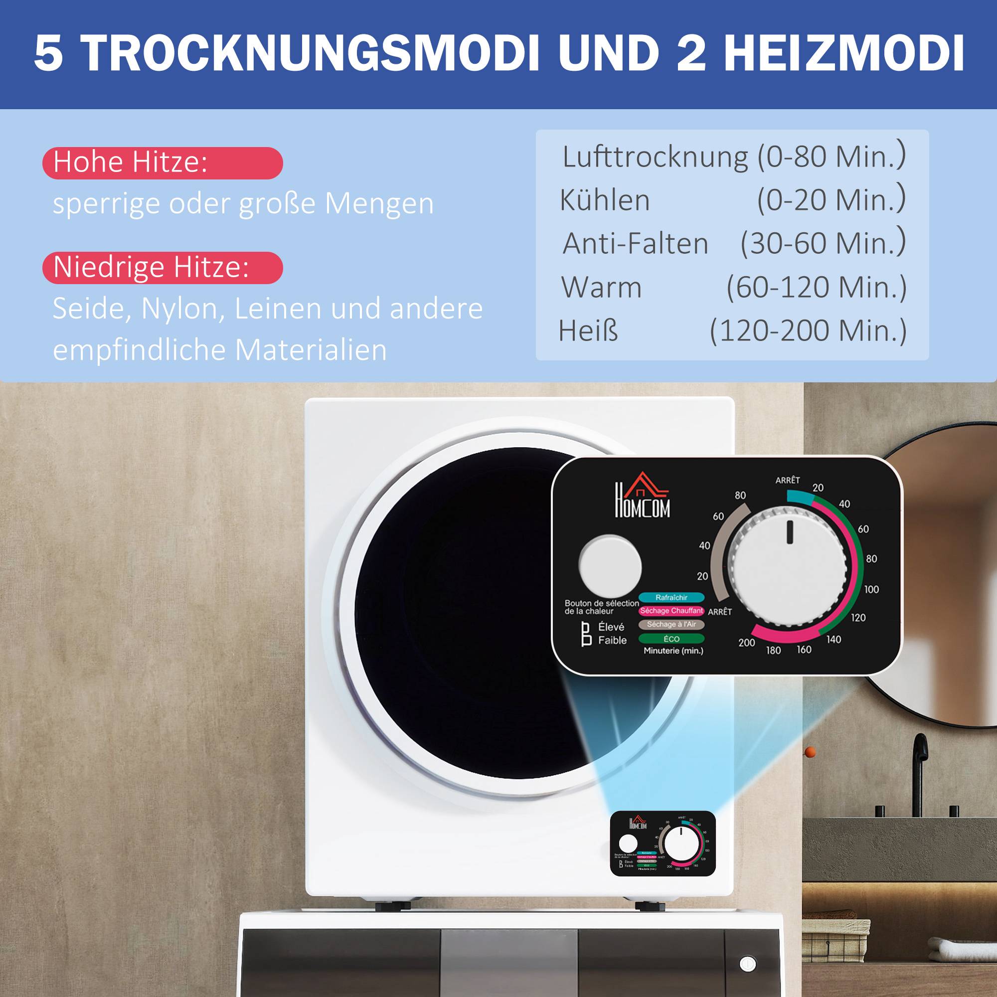 Kompakt torktumlare, 360 turbotrumma, 4 kg kapacitet