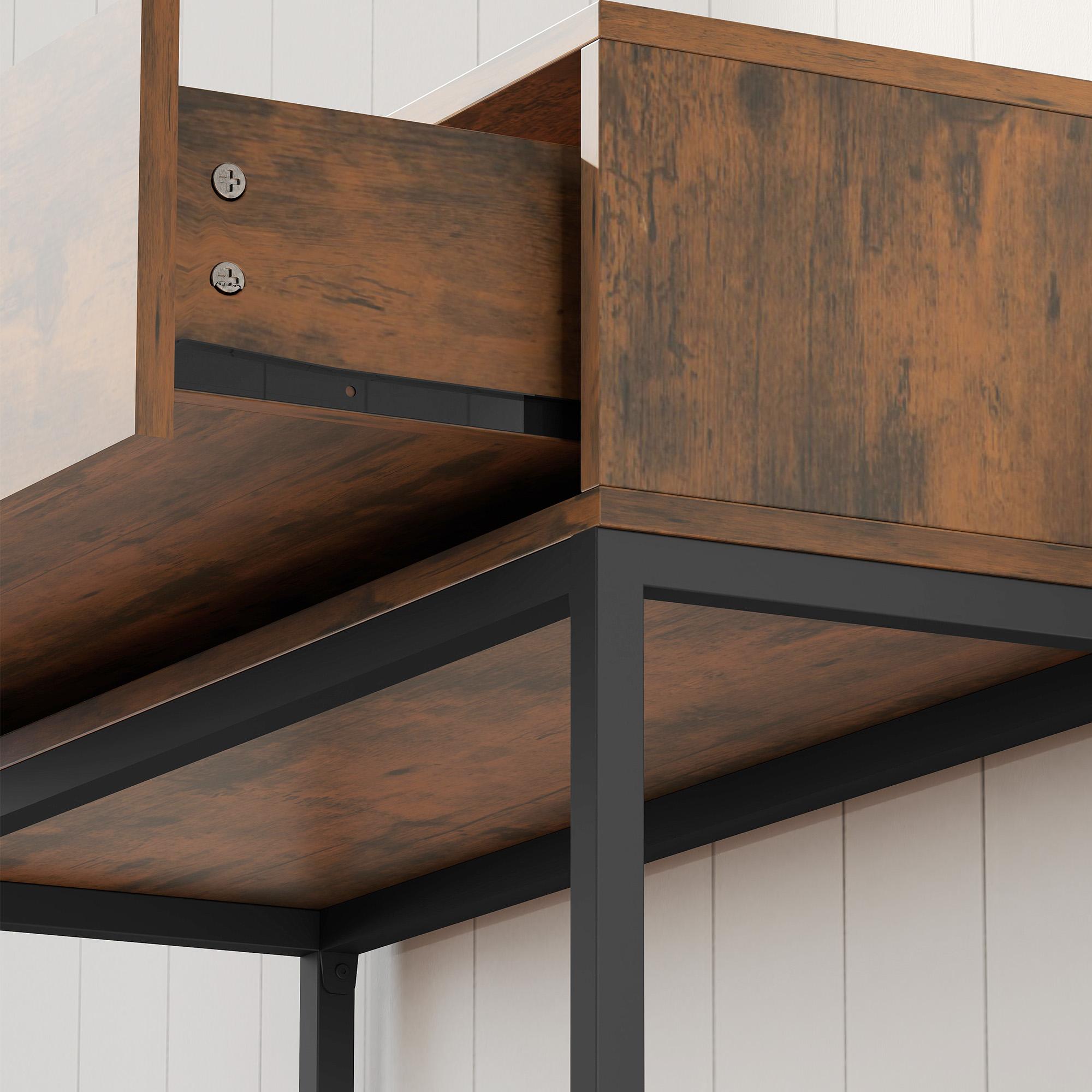 Konsolbord med låda, industriell design, 80x30x76 cm, svart