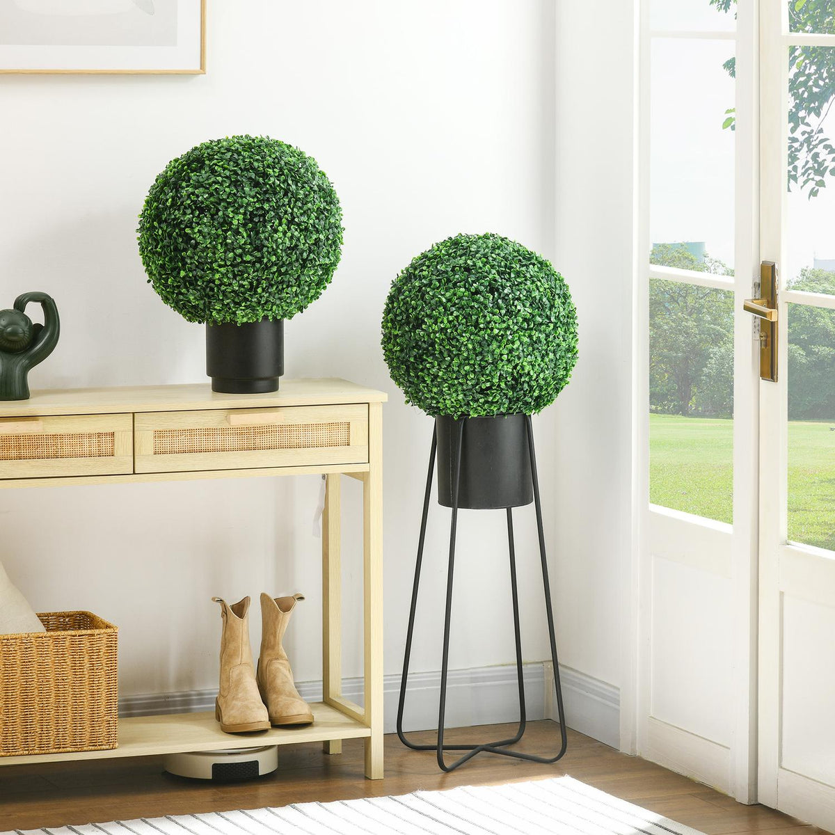 Boules de buis artificielles, lot de 2 – résistant aux UV, vert