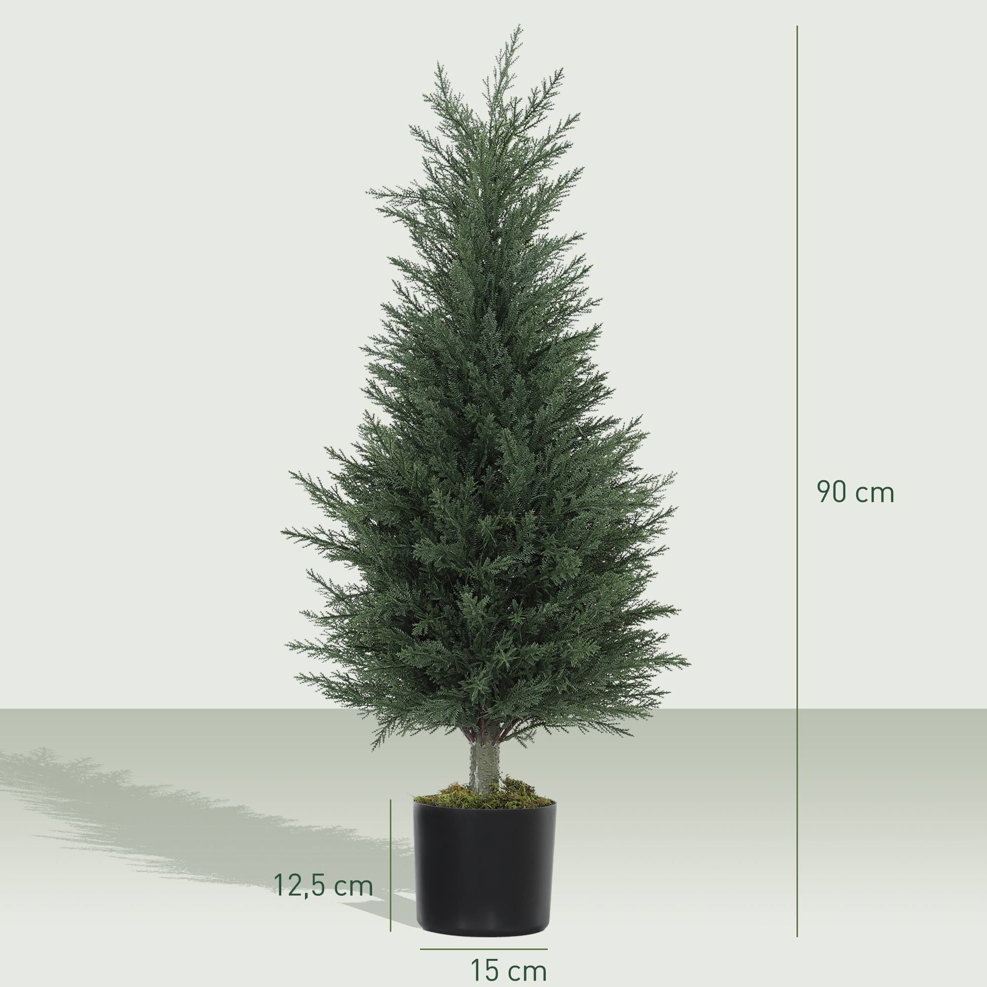 Konstgjorda cypressväxter, UV-resistenta, set om 2