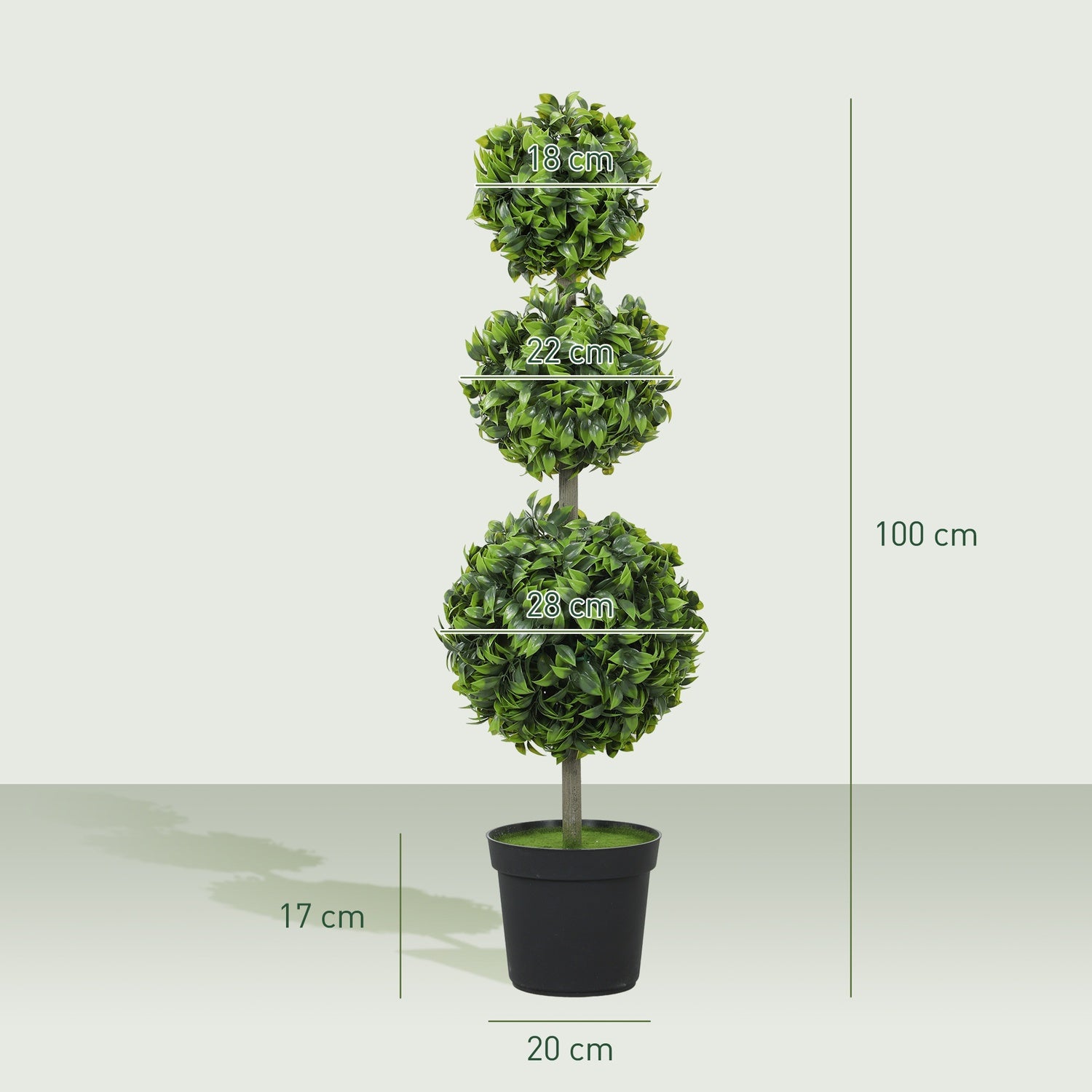 Konstgjorda krukväxter, UV-beständig, 100 cm hög