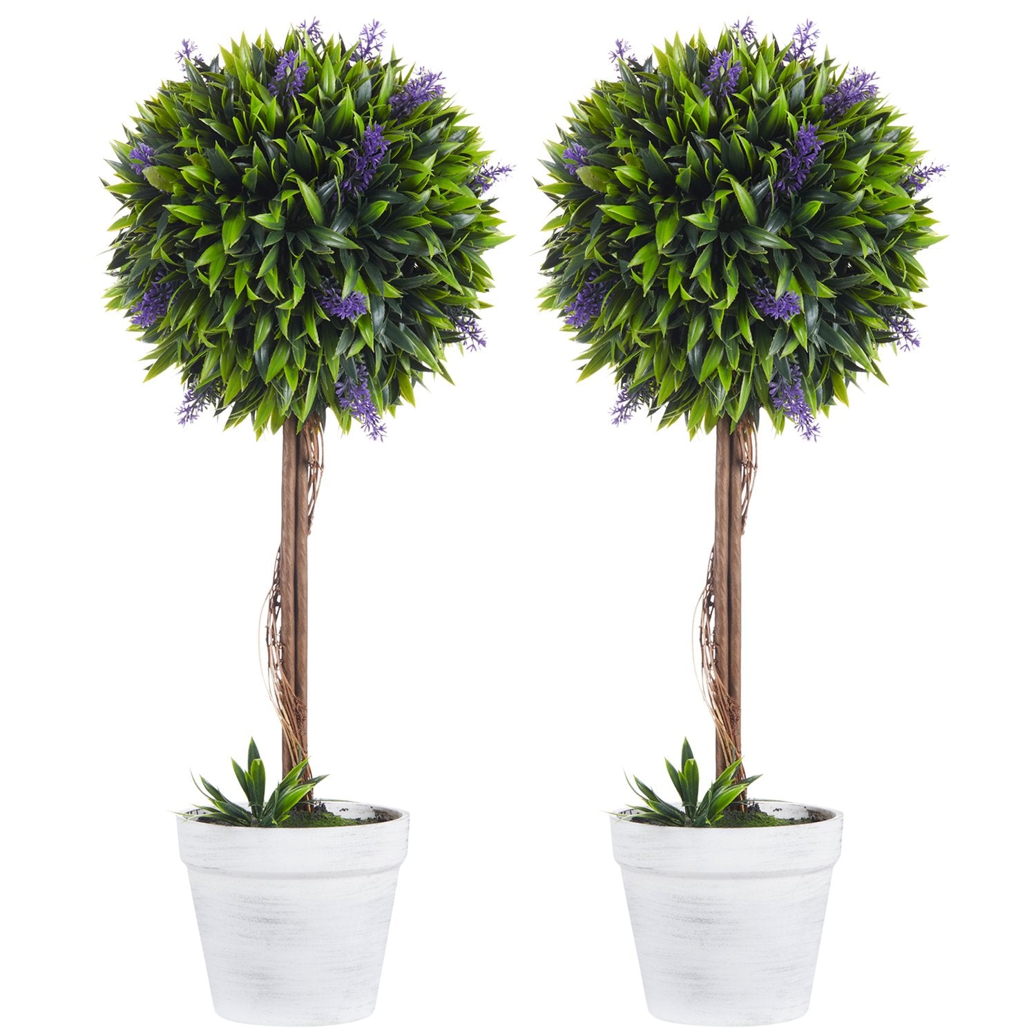 Konstgjorda lavendelväxter – 60 cm, set om 2 med mosskruka