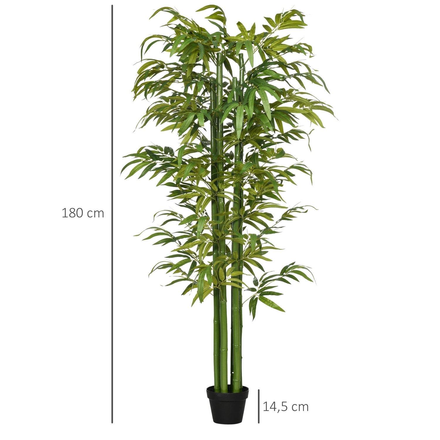 Konstgjord bambu med plantering, 180 cm, grön