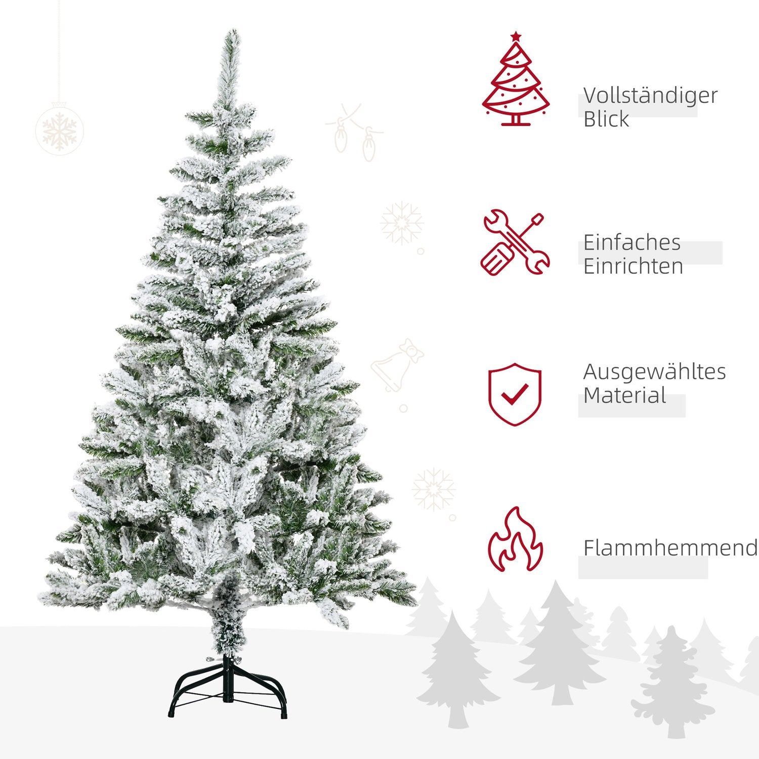 Konstgjord julgran, 150 cm snöig tall, 358 grentips