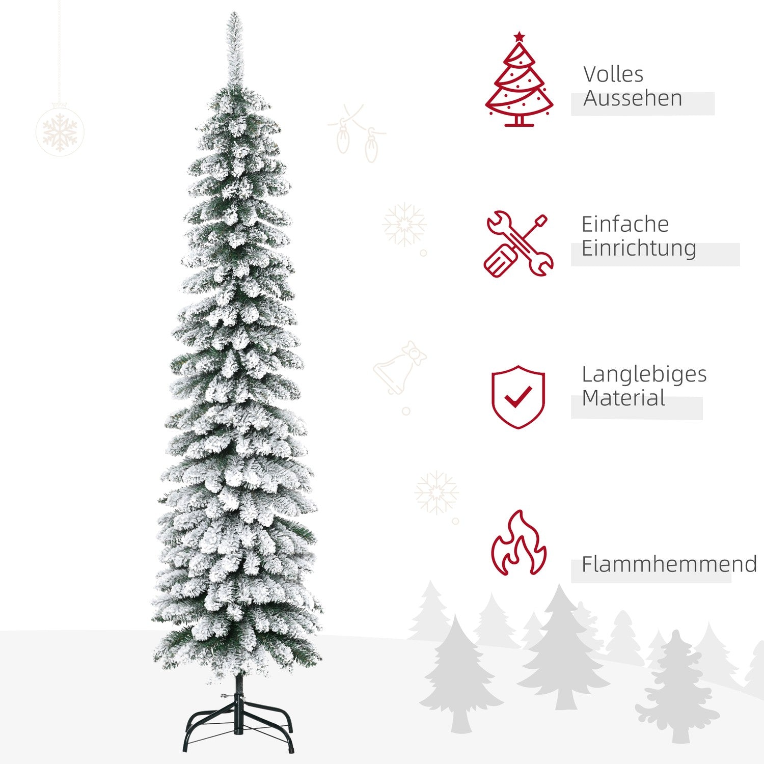 Konstgjord julgran, 180 cm, snöiga grenar, inomhusbruk