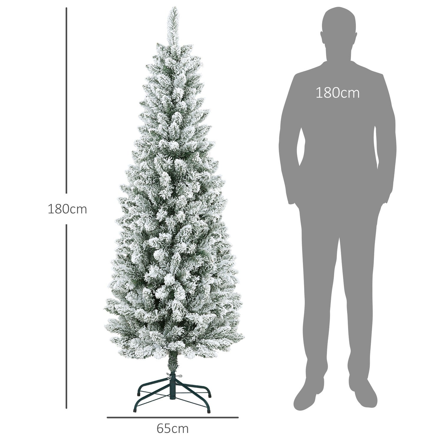 Konstgjord julgran, 183 cm, smal med snöeffekt