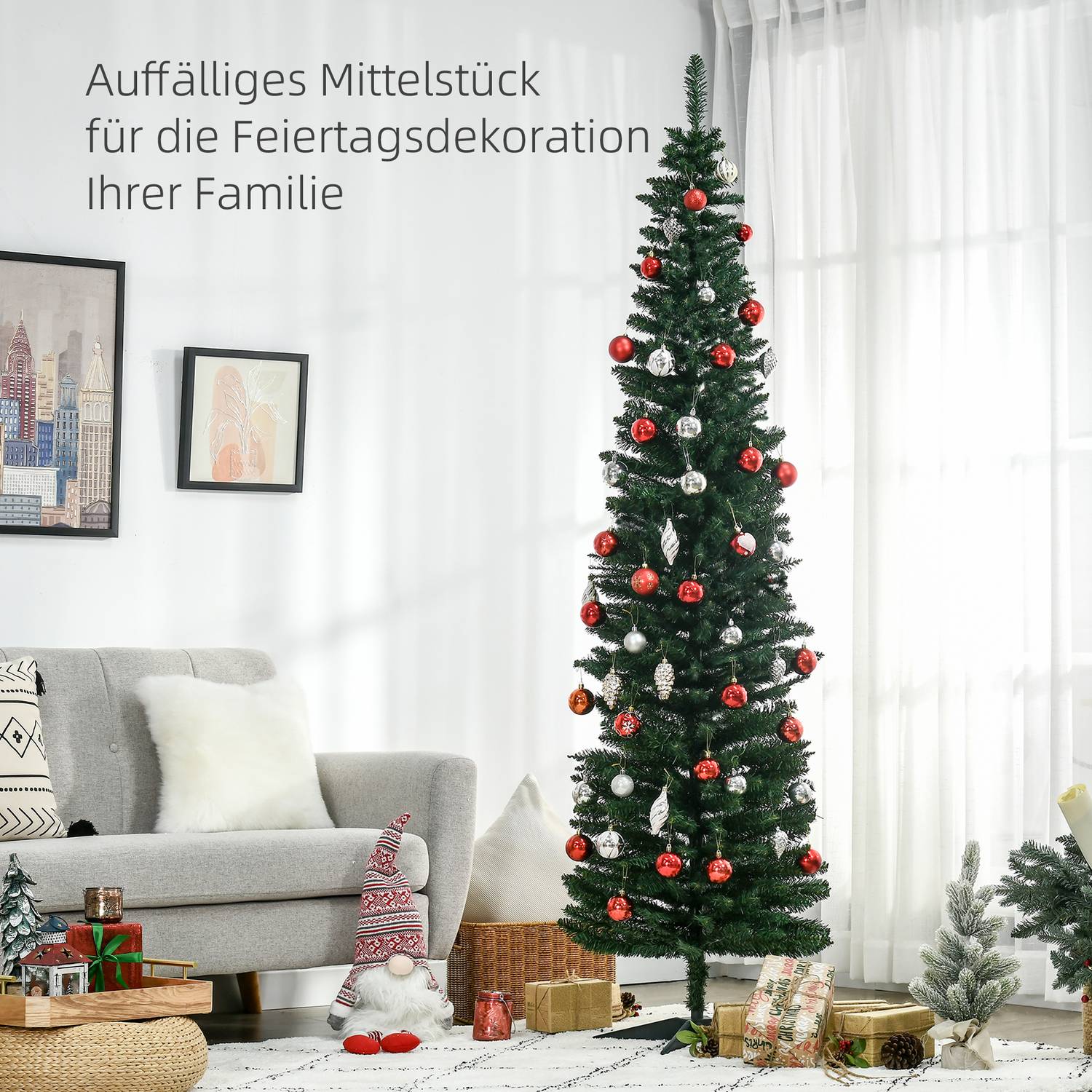 Konstgjord julgran, 2,1 m, realistiska plastgrenar