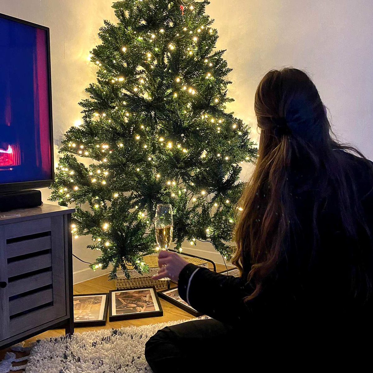 Konstgjord julgran med 700 LED-ljus, 2,1 m hög