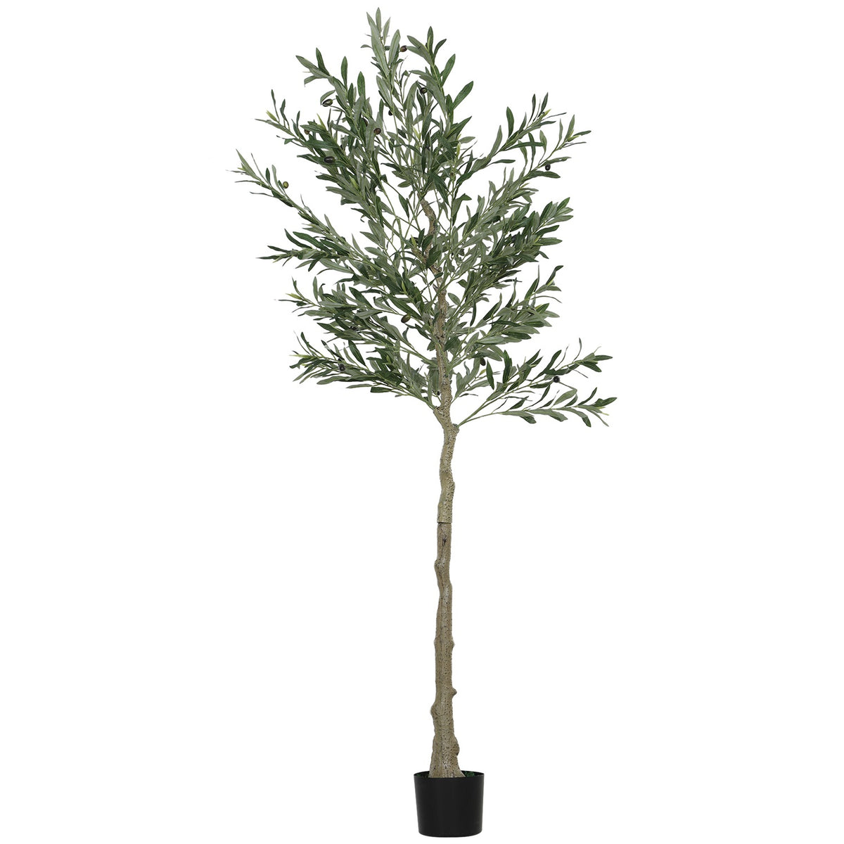 Konstgjord olivträd, 180 cm, 900 blad, 40 oliver, robust blomkruka, dekorativ växt, grön