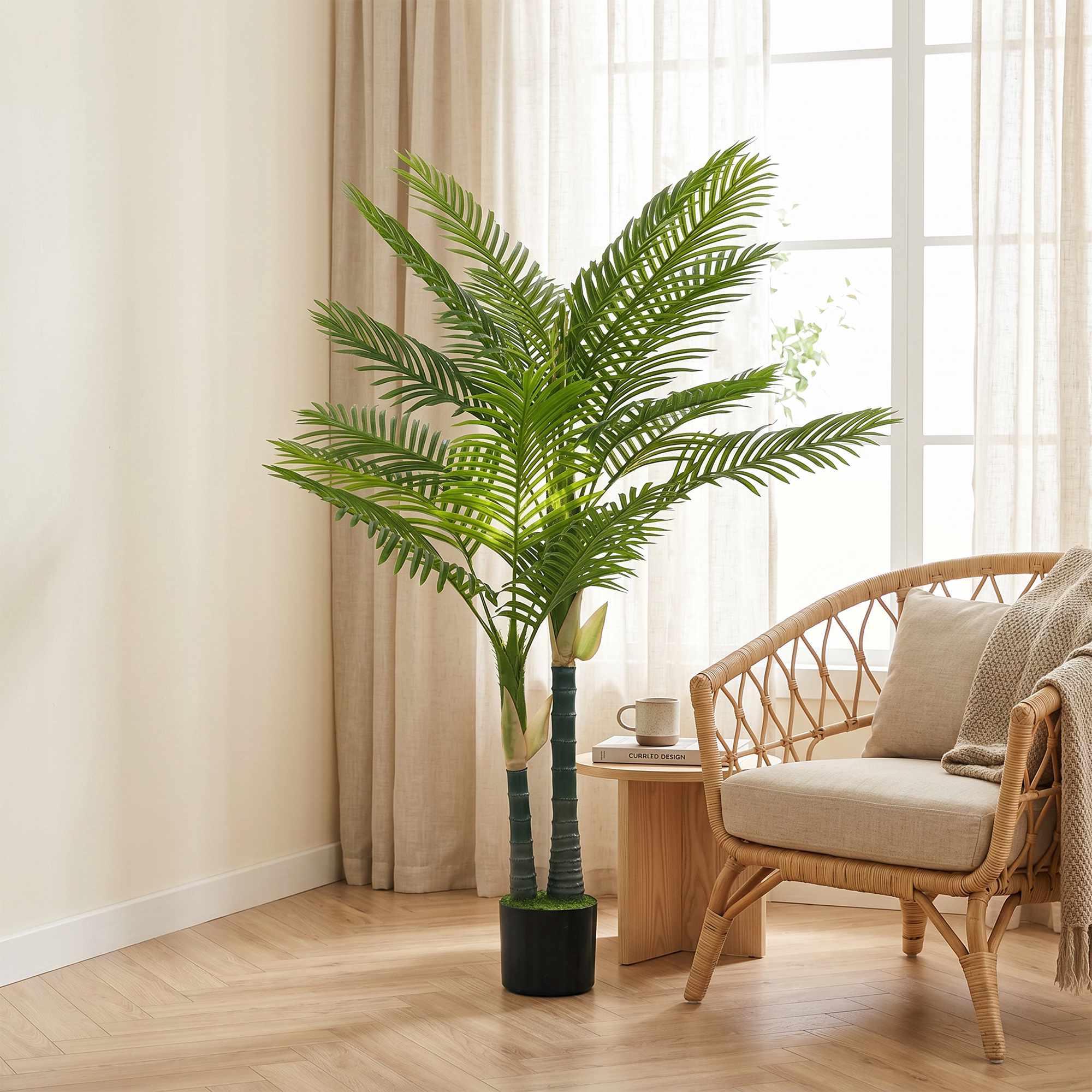 Konstgjord palmträd 150 cm, 16 blad, krukväxt