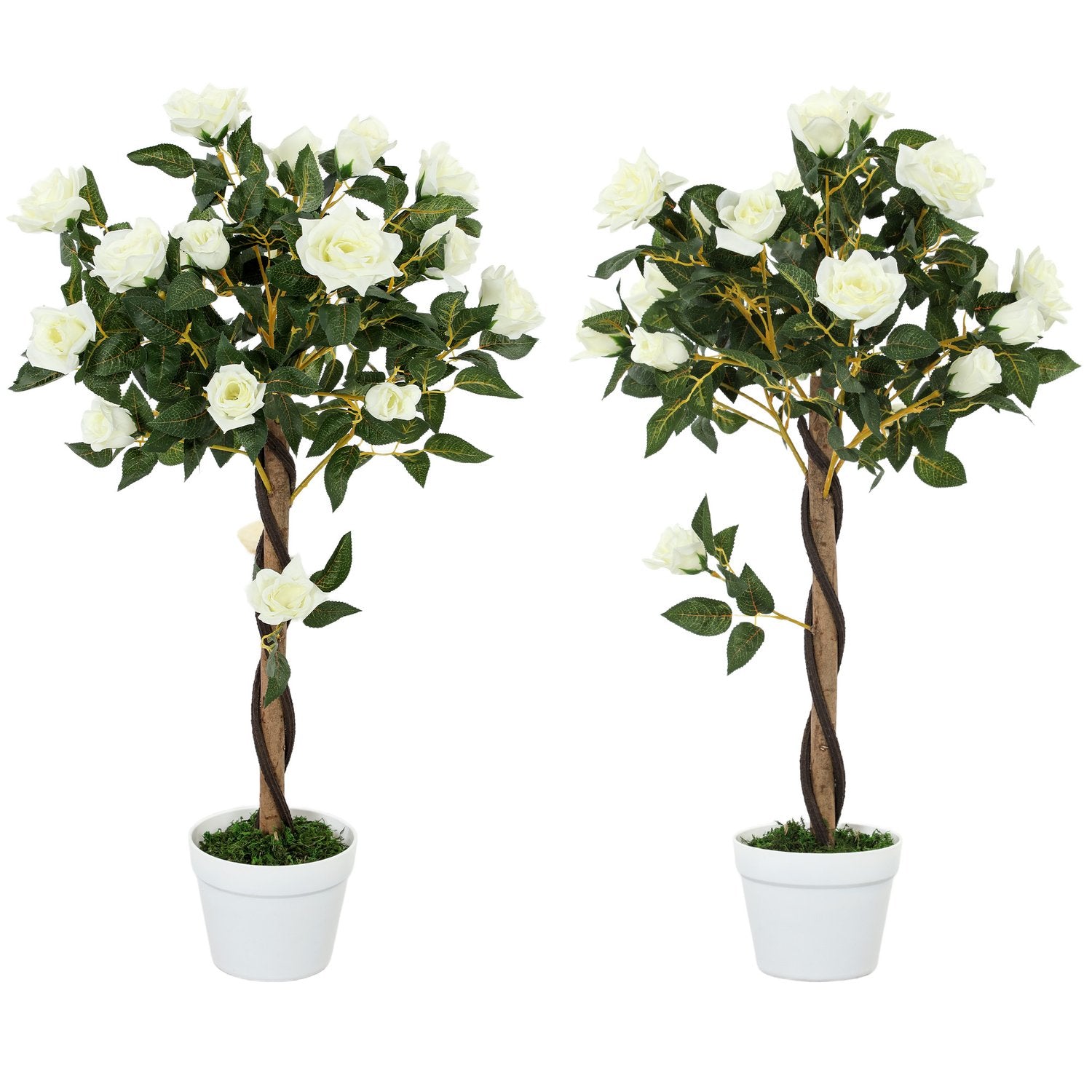 Konstgjord växt i cementkruka – Vit, 90 cm, set om 2