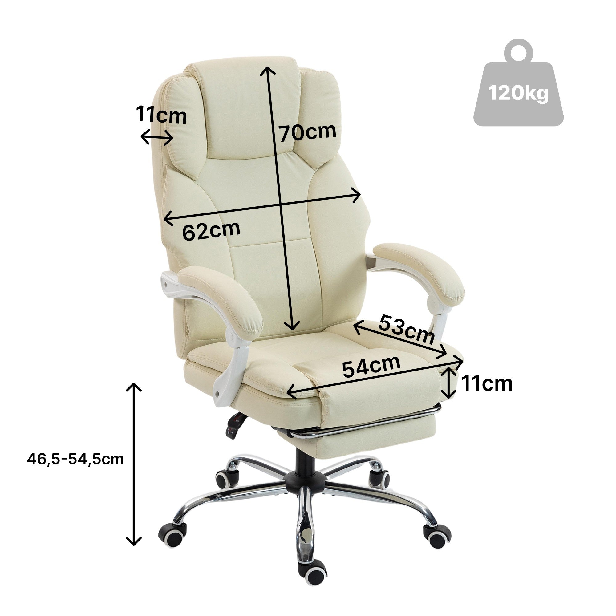 Kontorsstol med fotstöd, justerbar höjd, beige
