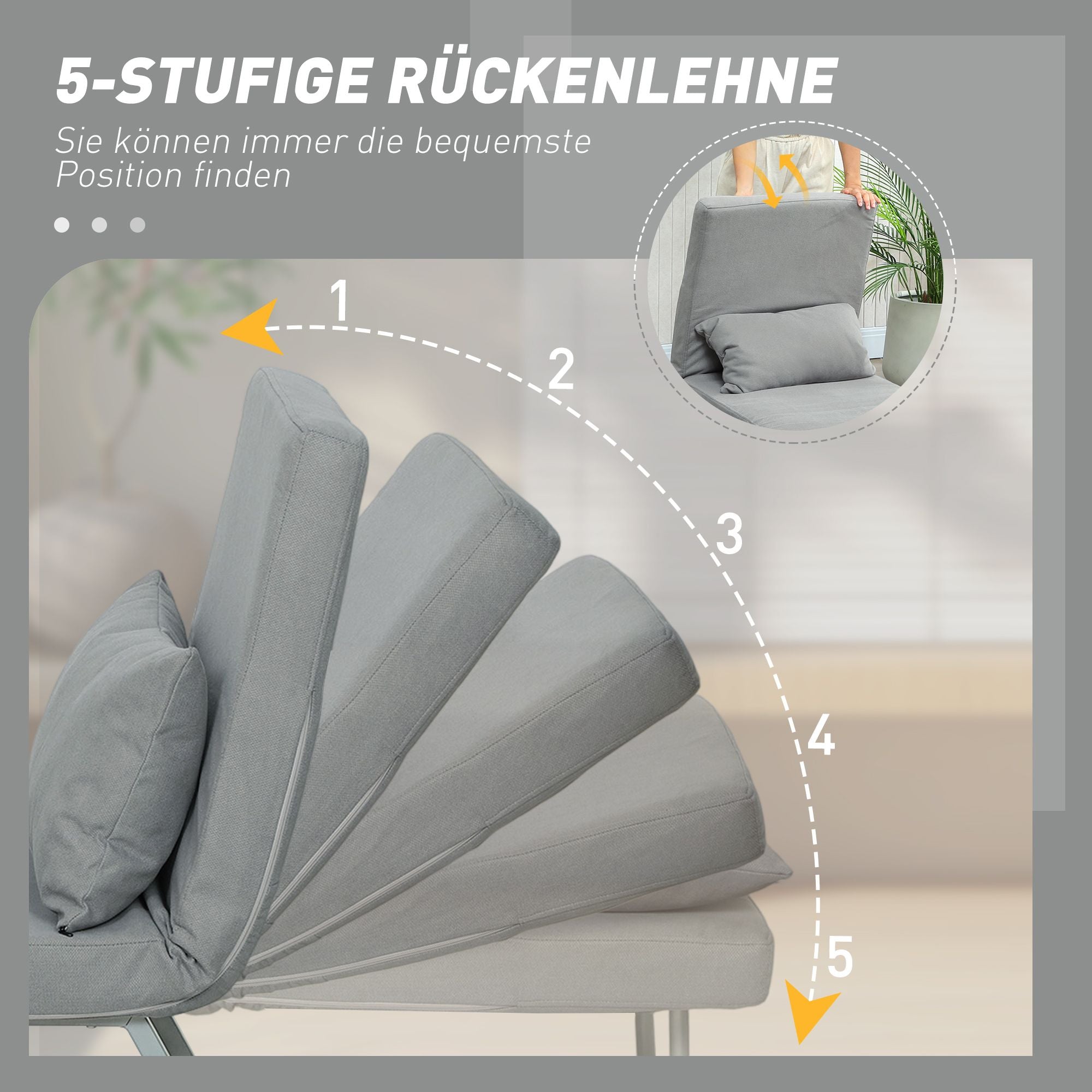 Konvertibel sovfåtölj, ergonomisk, ljusgrått tyg