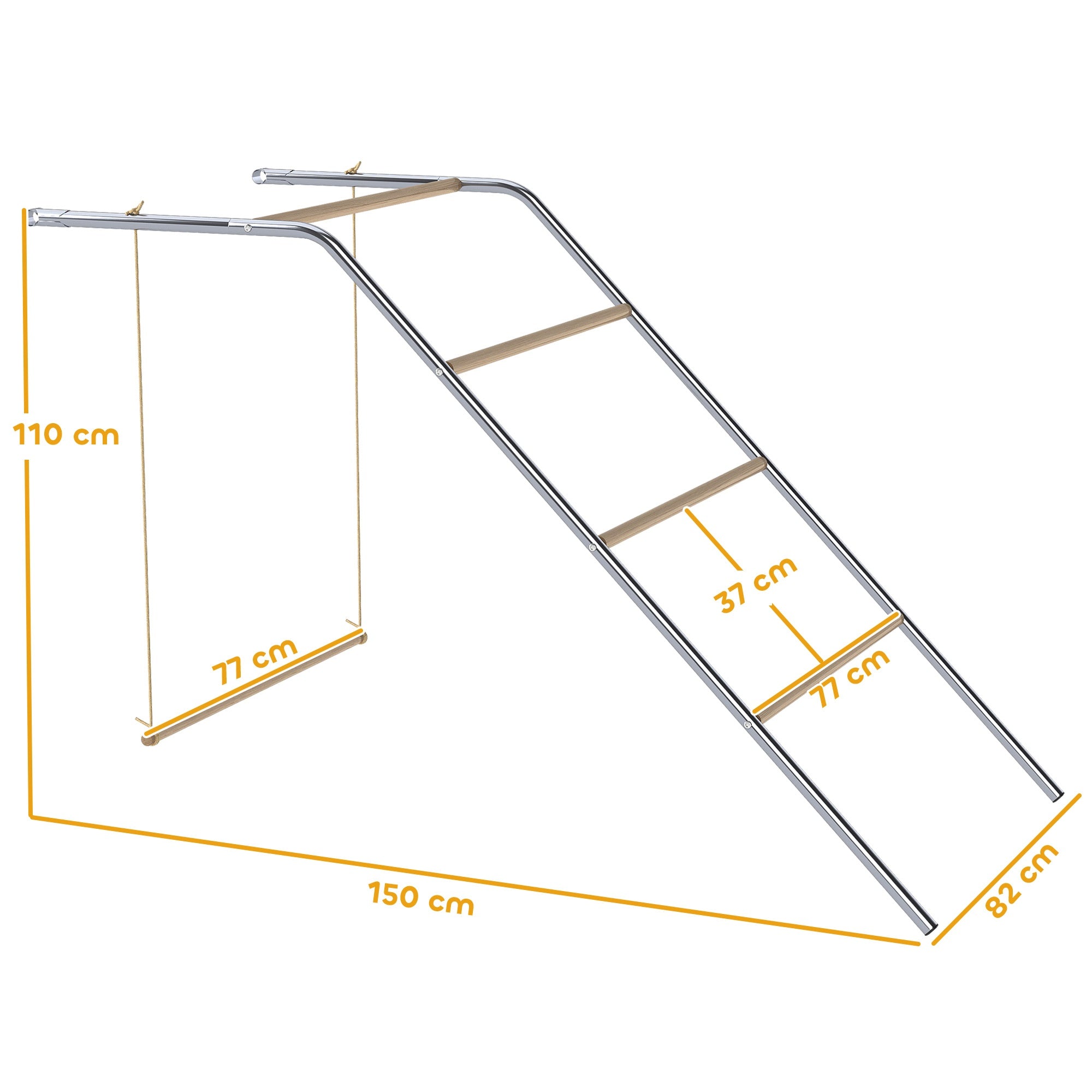 Kycklinglekplats med justerbar gunga, 4 sittpinnar, 82x150x110 cm
