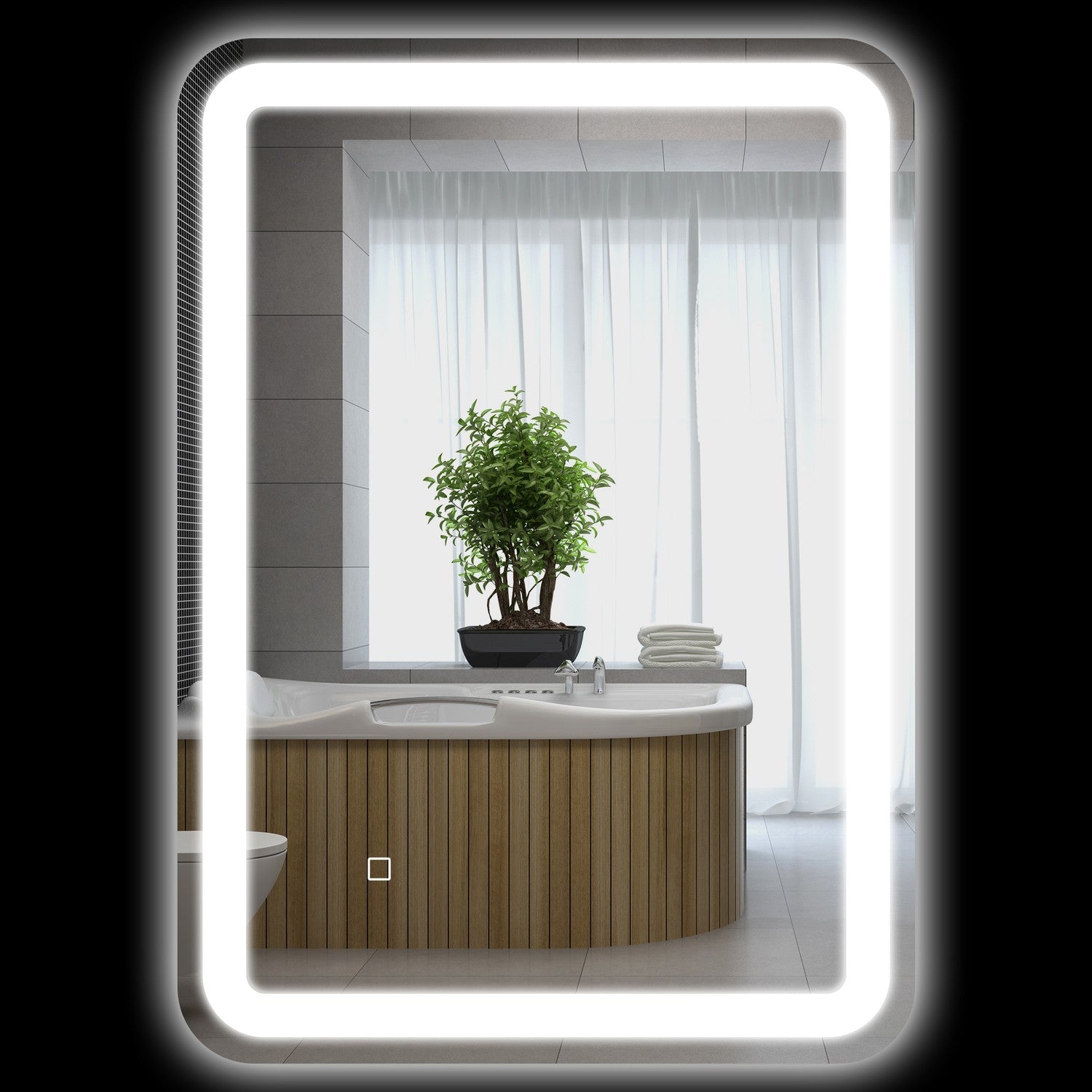 LED Badrumsspegel, 50x70cm, Anti-Imma, Touch Switch