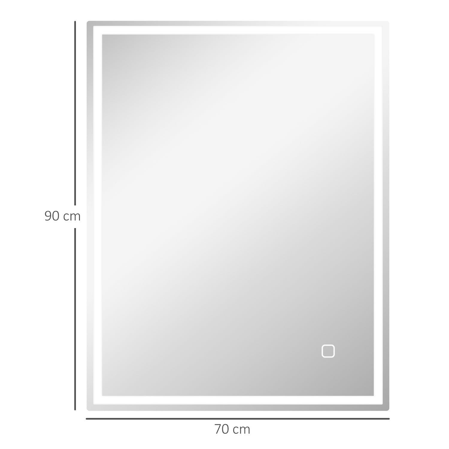 LED Badrumsspegel, 90x70 cm, immafri, Touch Switch